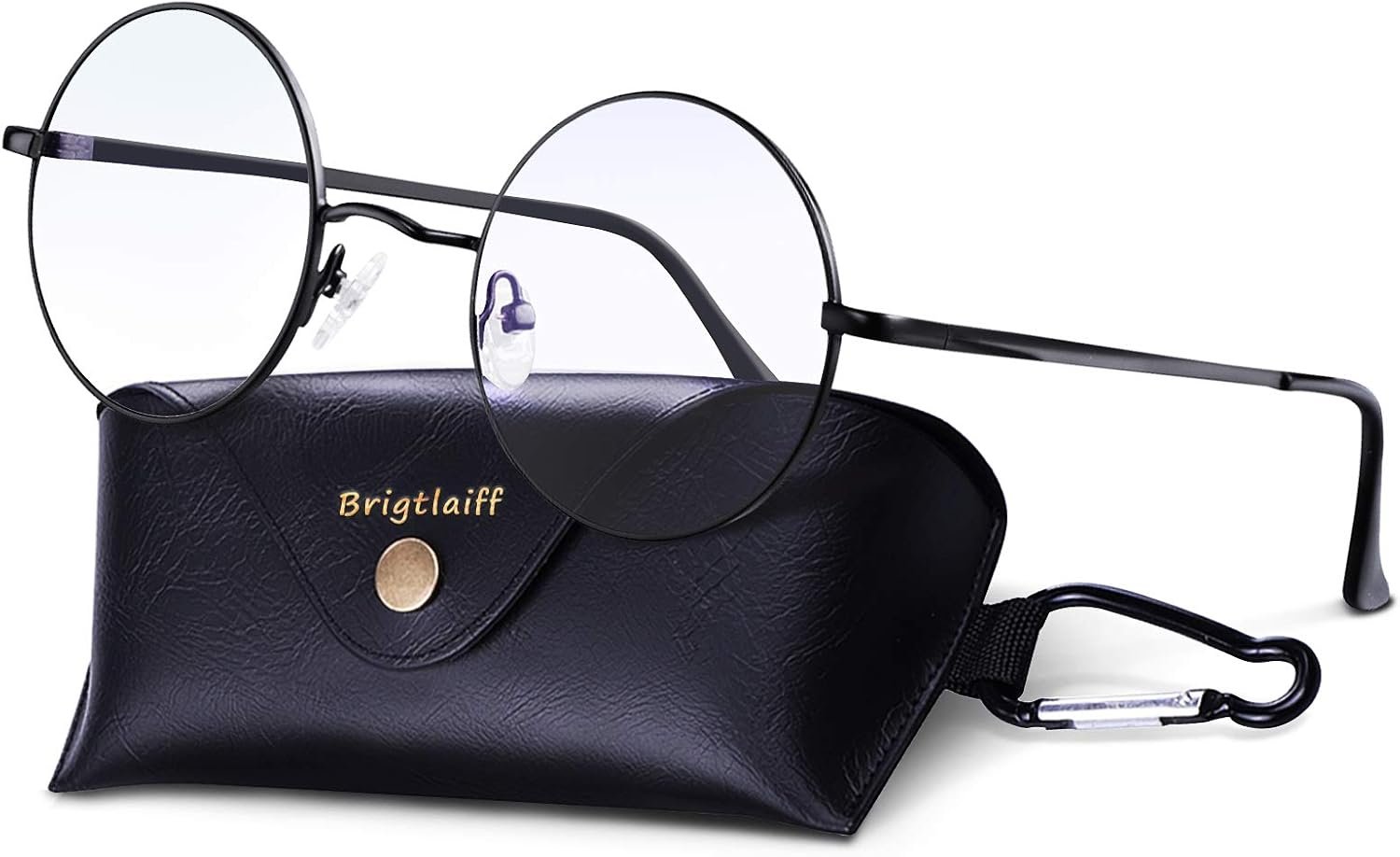 Brigtlaiff Round Blue Light Blocking Glasses for Men Women | Computer Gaming TV Glasses Anti Eyestrain with Metal Frame