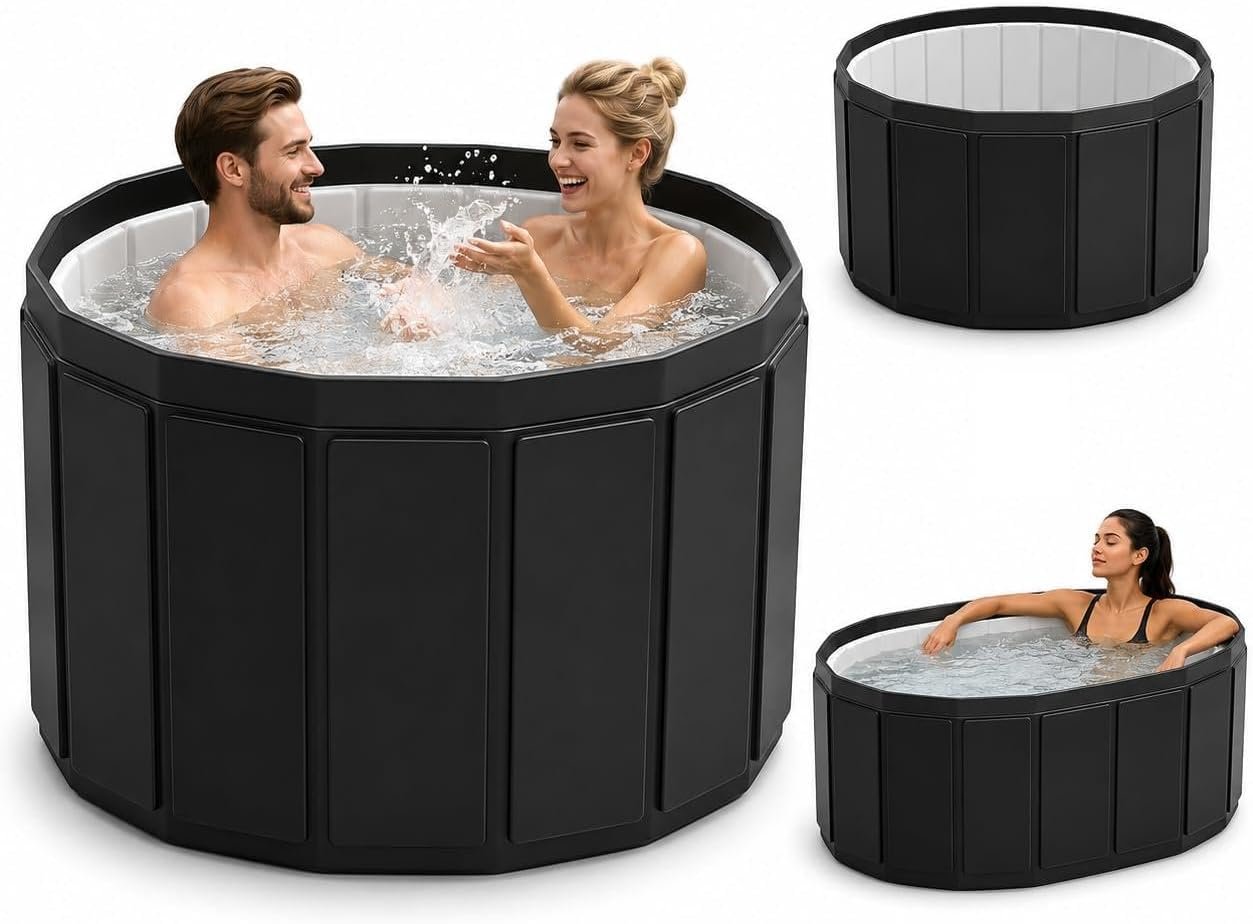 Portable Bathtub for Adult, Foldable Soaking Bathtub for Hot SPA&Ice Bath, Foldable Small Bathtub collapsible bathtub for Bathing, 6-layer Insulated portable tub,Space-Saving (black 41.3X26.6 IN)
