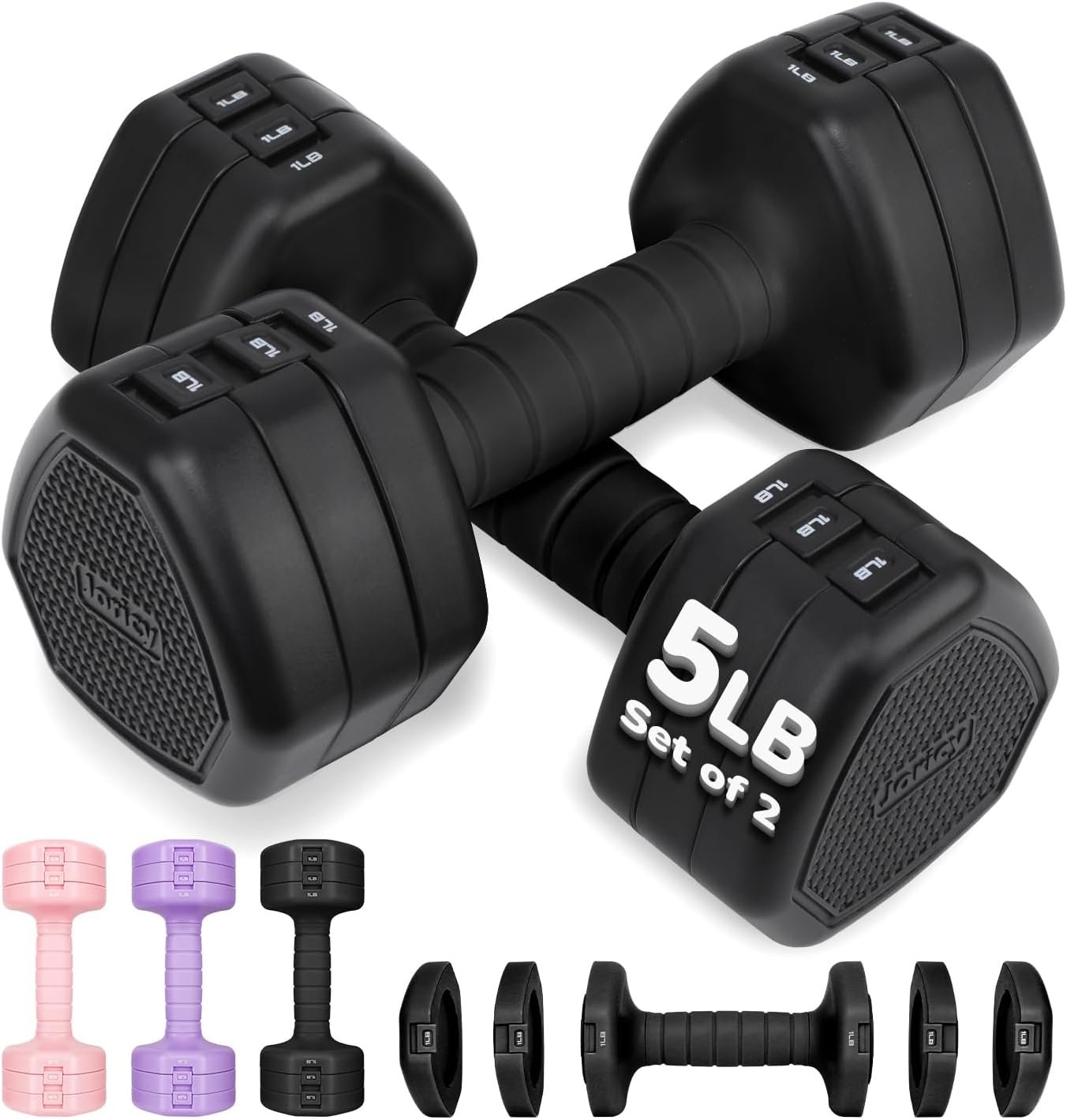 Adjustable Dumbbell Set of 2, 10LB 20LB 30LB Weight Set | Hand Weights for Women Men, Dumbbells for Home Gym Outdoor Exercise & Muscle Toning Weight Loss Rehab Strength Training