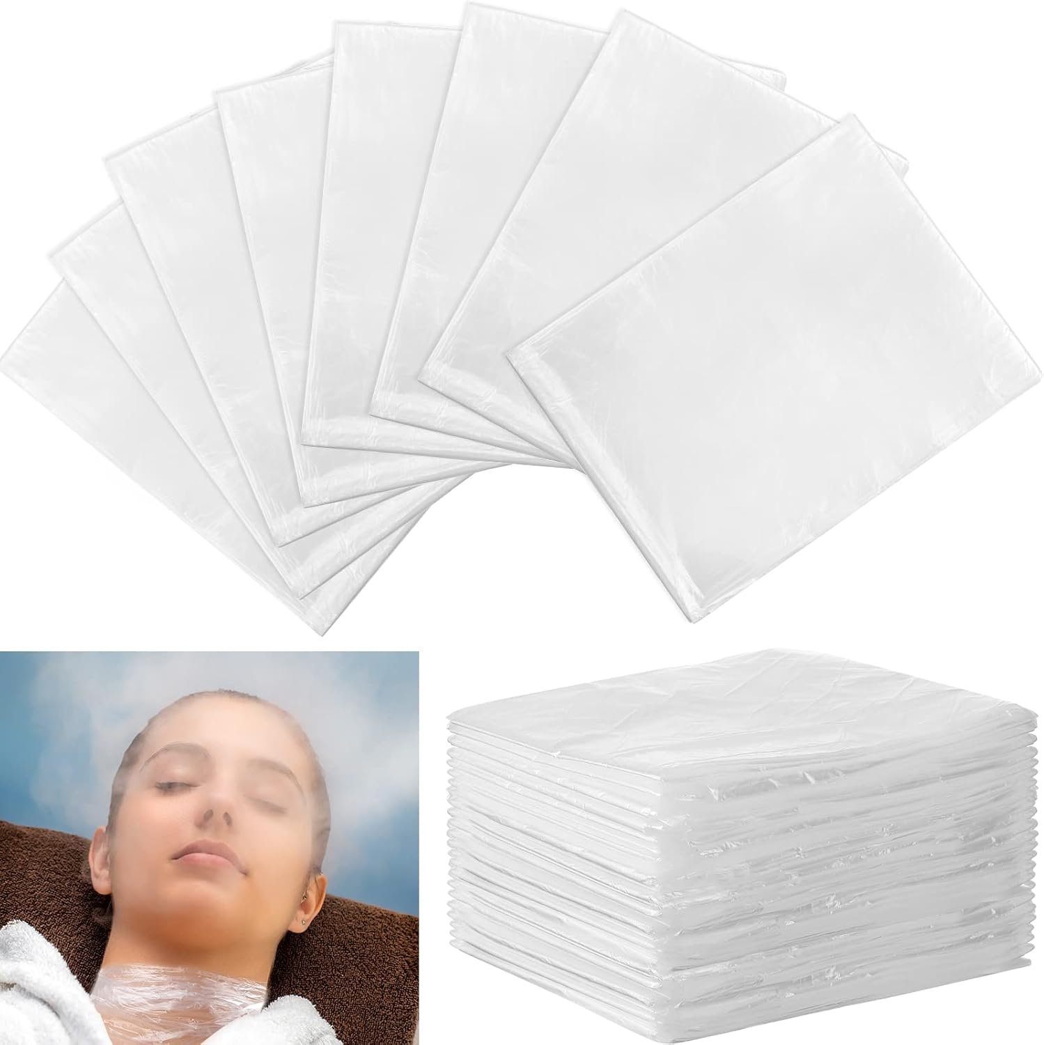100 Pack Disposable Sauna Blanket Sauna Bag Liners Plastic Sheeting for Body Wrap 87 x 47 Inch Thicken Bag Infrared Blanket for Beauty Salon Spa Accessories