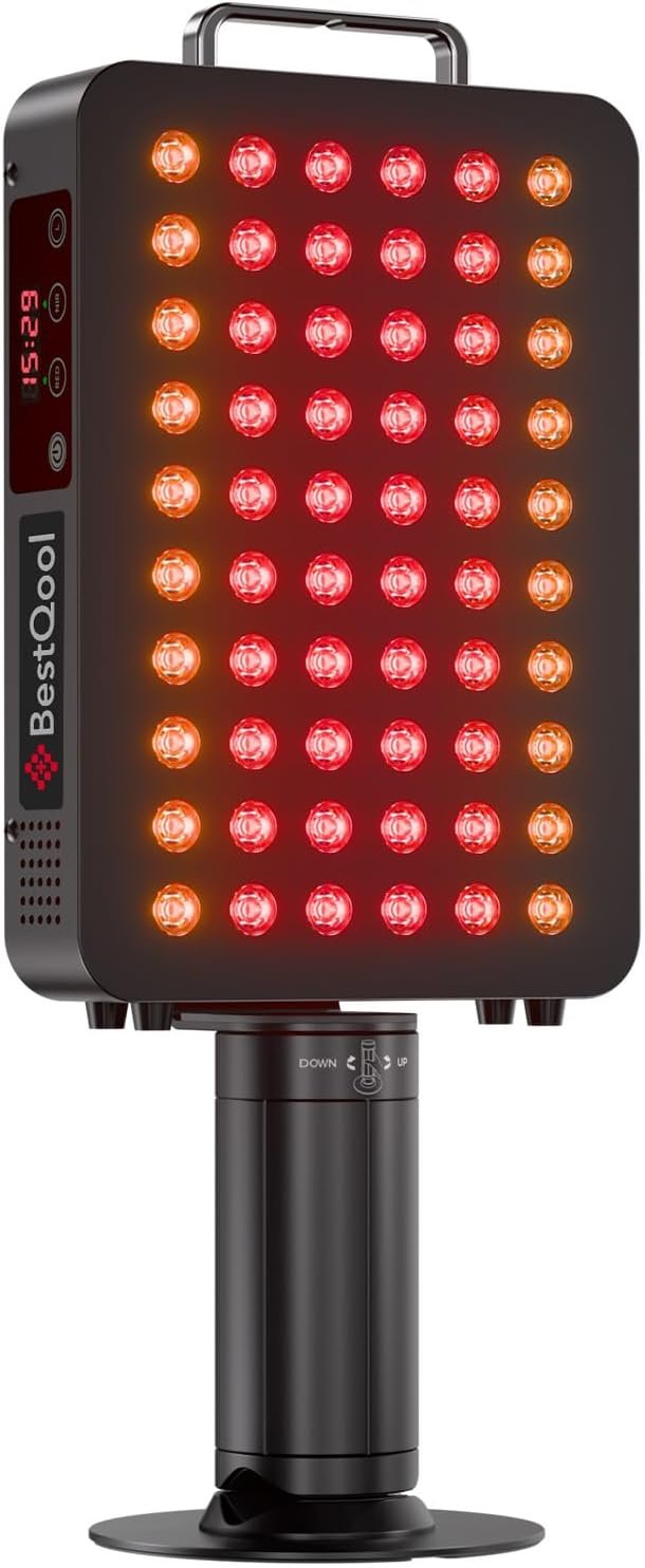BestQool Red Light Therapy Panel with Stand, FSA-HSA 6 Wavelengths, 140W | 630-940nm Red and Infrared Light Therapy for Body, Face. 60 LEDs Elite Grade Dual Chip, LED Light Therapy Lamp for Home Use