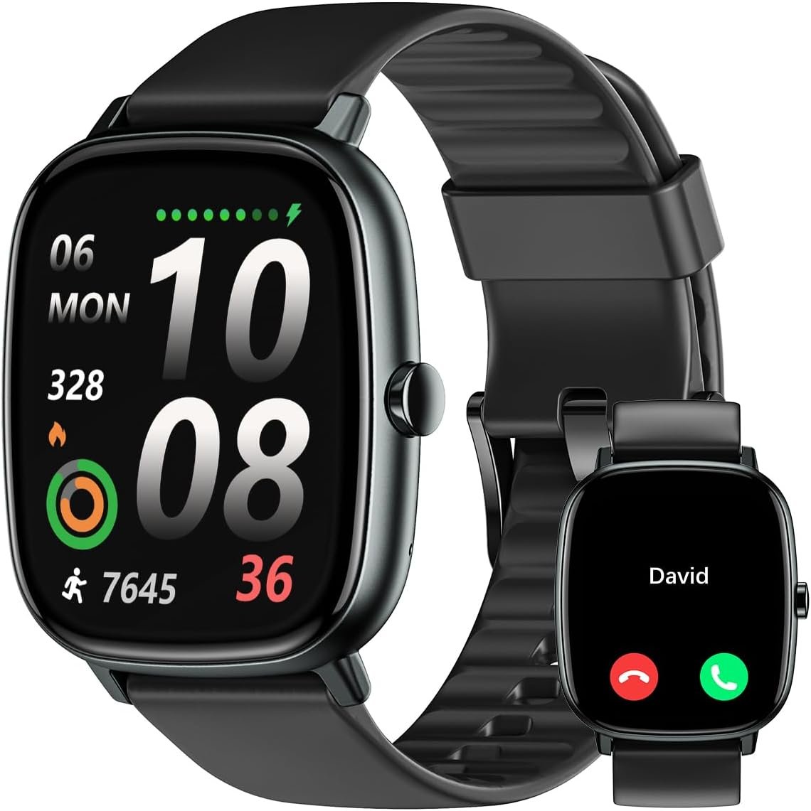 HUAKUA Smart Watch for Men Women with GPS Built-in Answer/Make Call Black | 1.95″ HD, for iPhone/Android Phones, Fitness Tracker Heart Rate/Sleep Monitor, Step/Calories Counter 100+ Sport, Waterproof