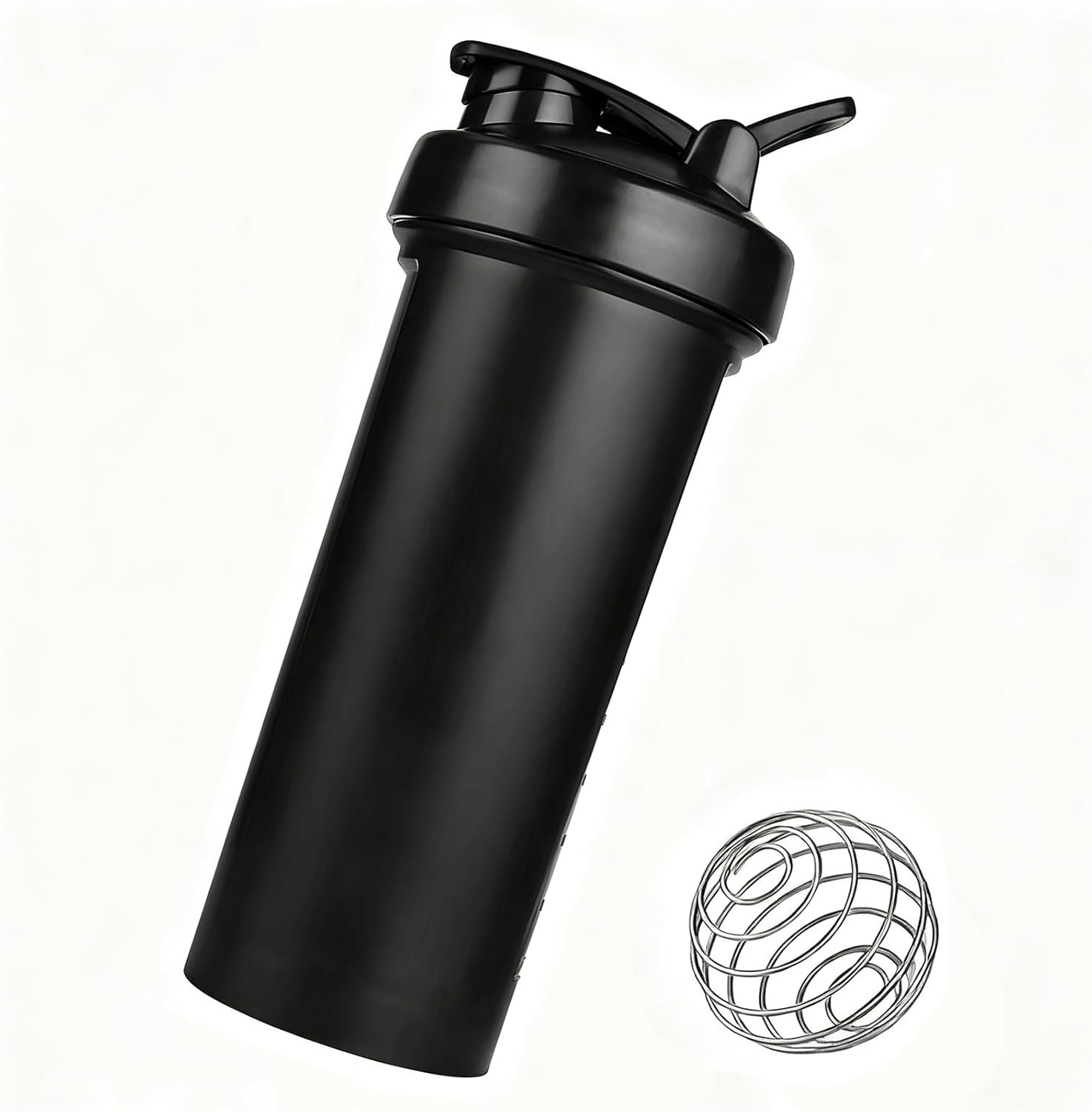 Shaker Bottle, Protein Mixer Bottle, Sports Shaker Bottle with Wire Whisk Great for Protein Shakes and Pre-Workout, 32 oz, Black