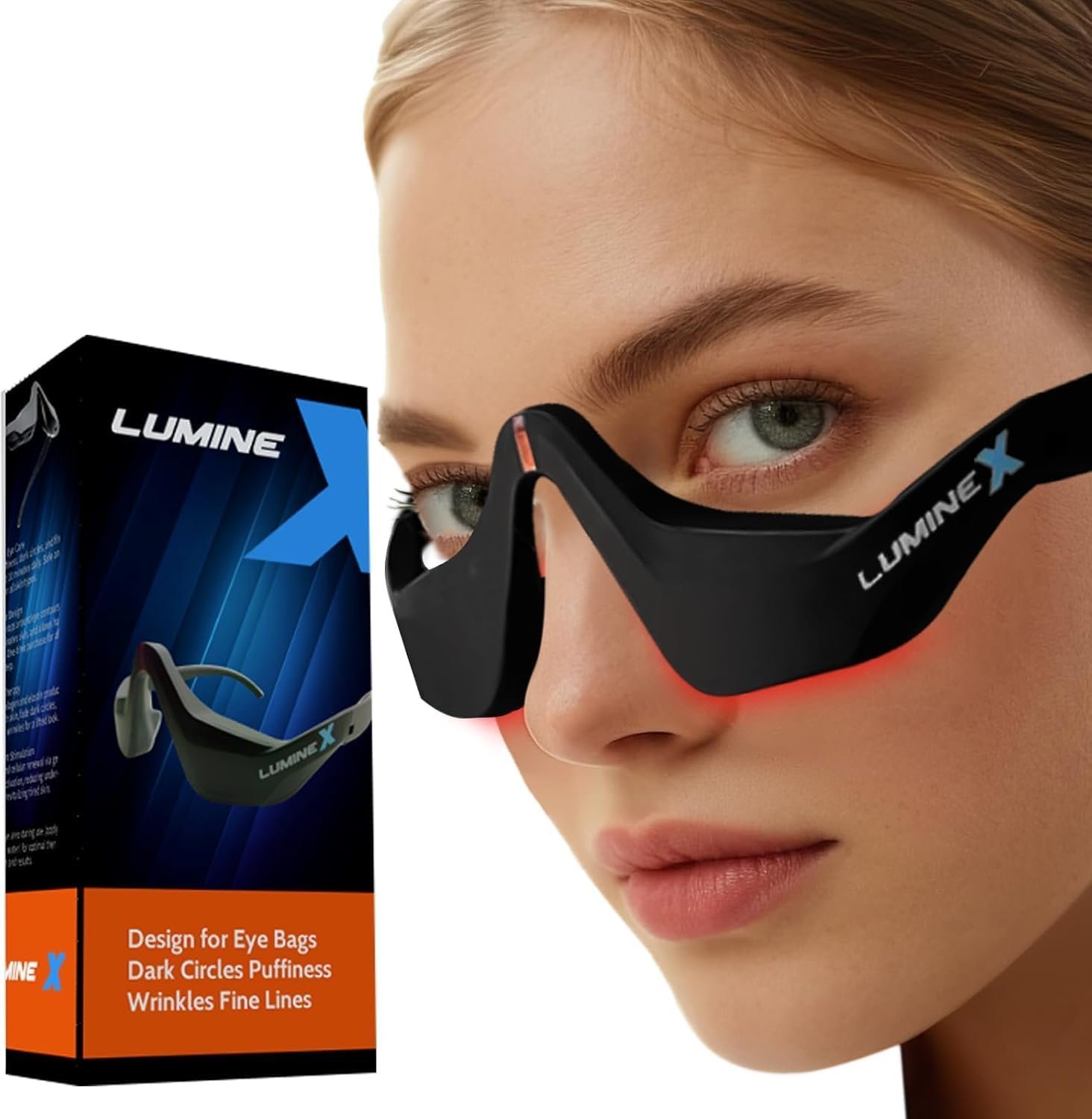 Under-Eye Red Light Therapy Device, & Microcurrent Eye Massager, Puffiness, Eye Bags – Red Light Therapy Glasses for Reducing Wrinkles and Fine Lines