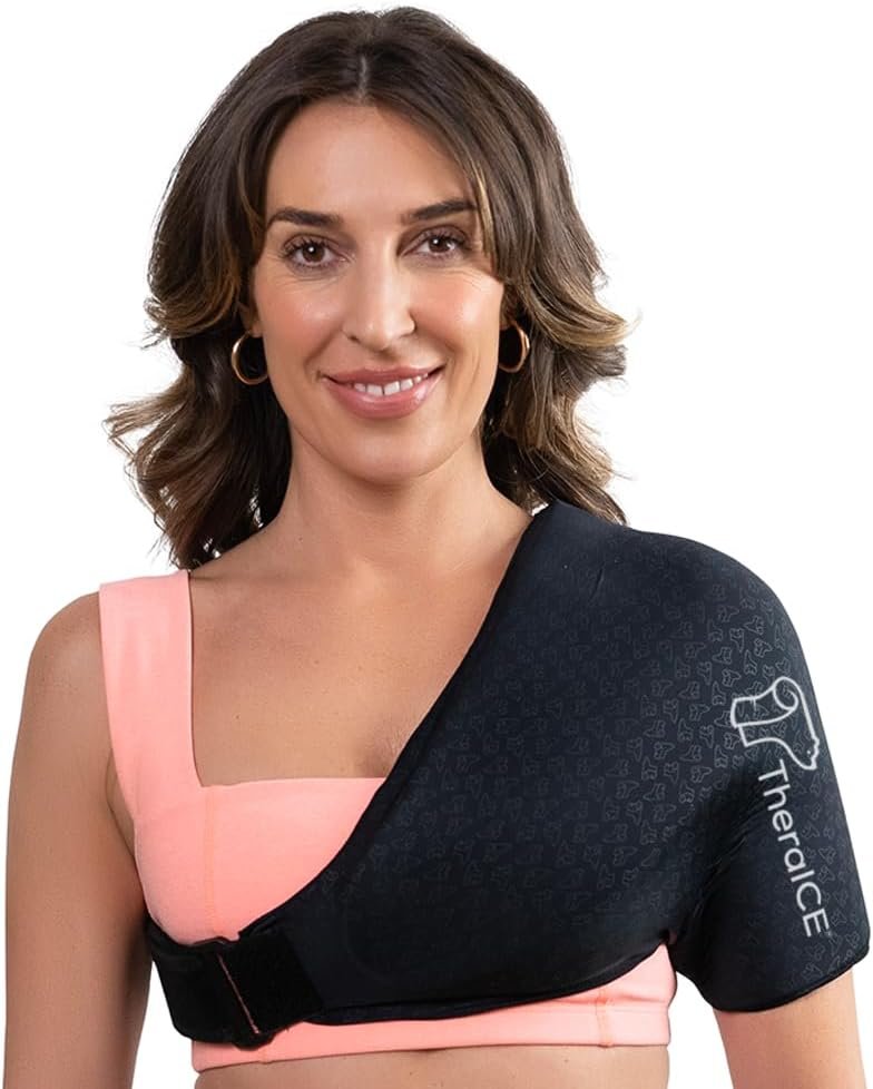 TheraICE Shoulder Ice Pack Wrap PRO, Rotator Cuff Brace Compression Sleeve | Reusable FocusZone Cold Therapy for Arm , Swelling, Injury Recovery and Post Surgery Support for Men and Women