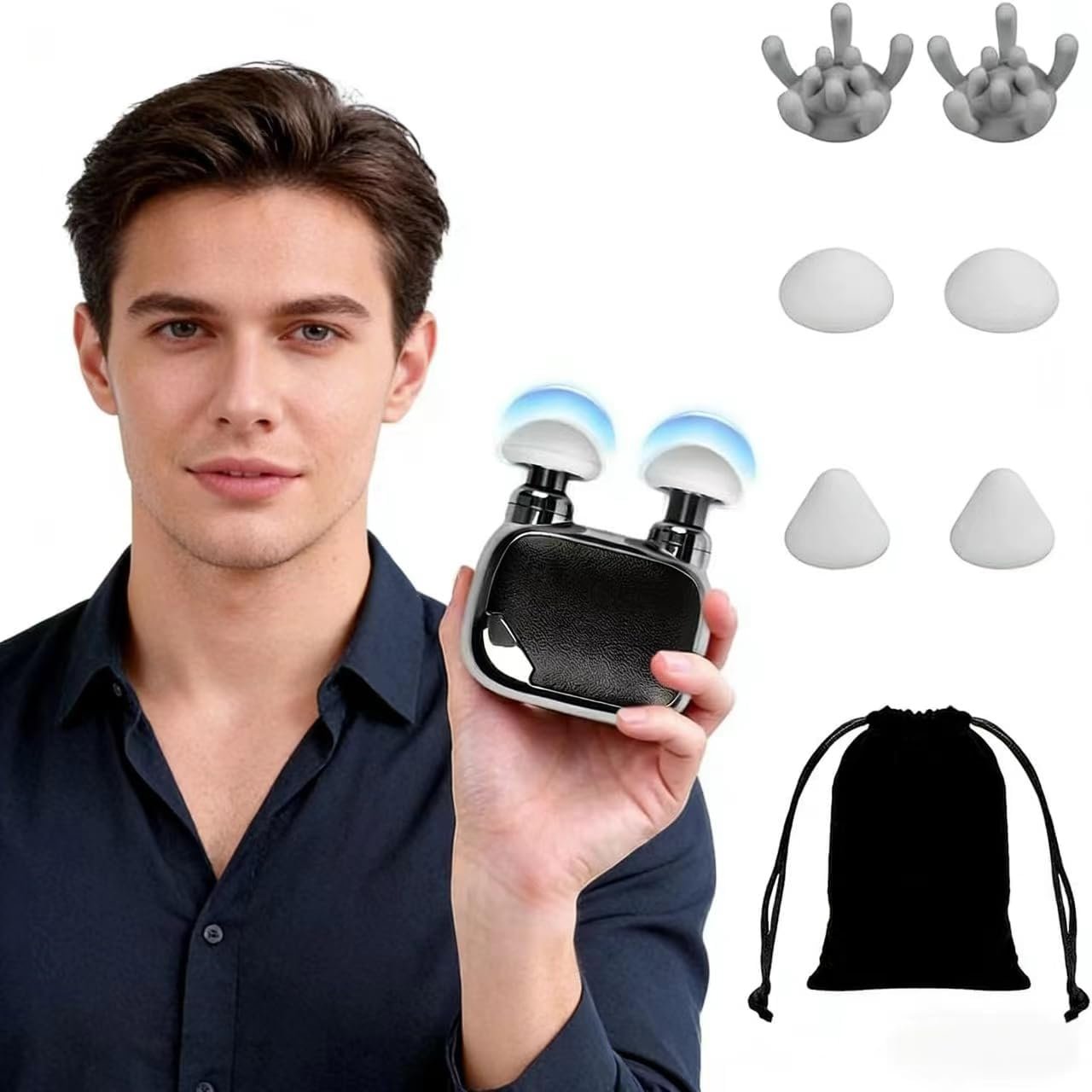 Pocket Massage Gun, Dual Heads Mini Muscle Massager with Brushless Motor, 3 Massage Heads, Portable Deep Tissue Massager for Travel, Gym, Gifts for Men Women Dad Mom