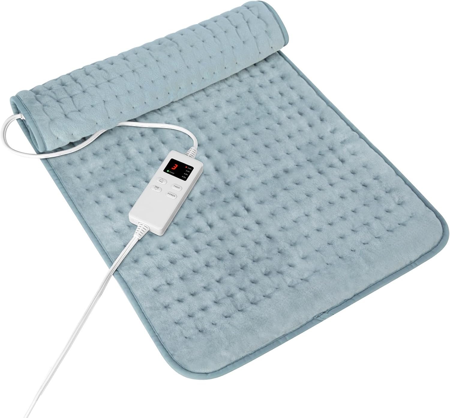 Heating Pad for Period Cramps, Heating Pad for Back/Neck/Shoulder Muscle Pain, 6 Heating&4 Timer Setting, Auto Shut Off, Dry/Moist Heat & Machine Washable, Gray Birthday Christmas Gifts for Women Mom