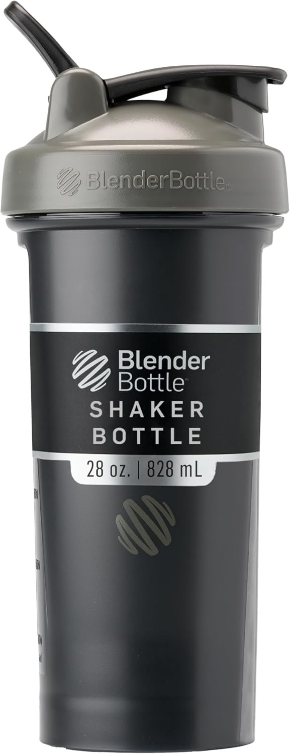 BlenderBottle Classic V2 Plastic Shaker Bottle 28oz Grey&Black/Black 2-Pack