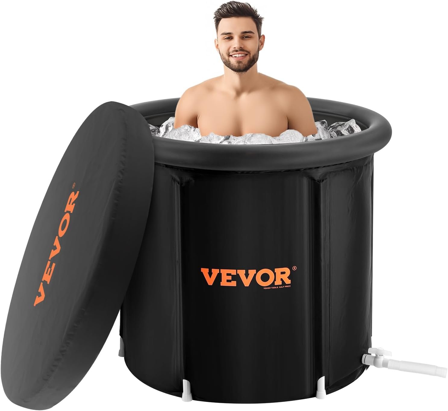 VEVOR Ice Bath Tub XL, Cold Water Therapy Plunge Tub for Athletes, Portable Outdoor Ice Barrel Plunge Pool for Recovery (Black, 105 Gal)