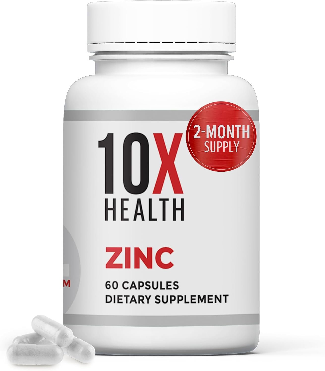 10X Health Zinc 30mg – 60 Capsules | Zinc Supplements: DNA & Protein Synthesis, Immune Support, Highly Absorbable, 60ct