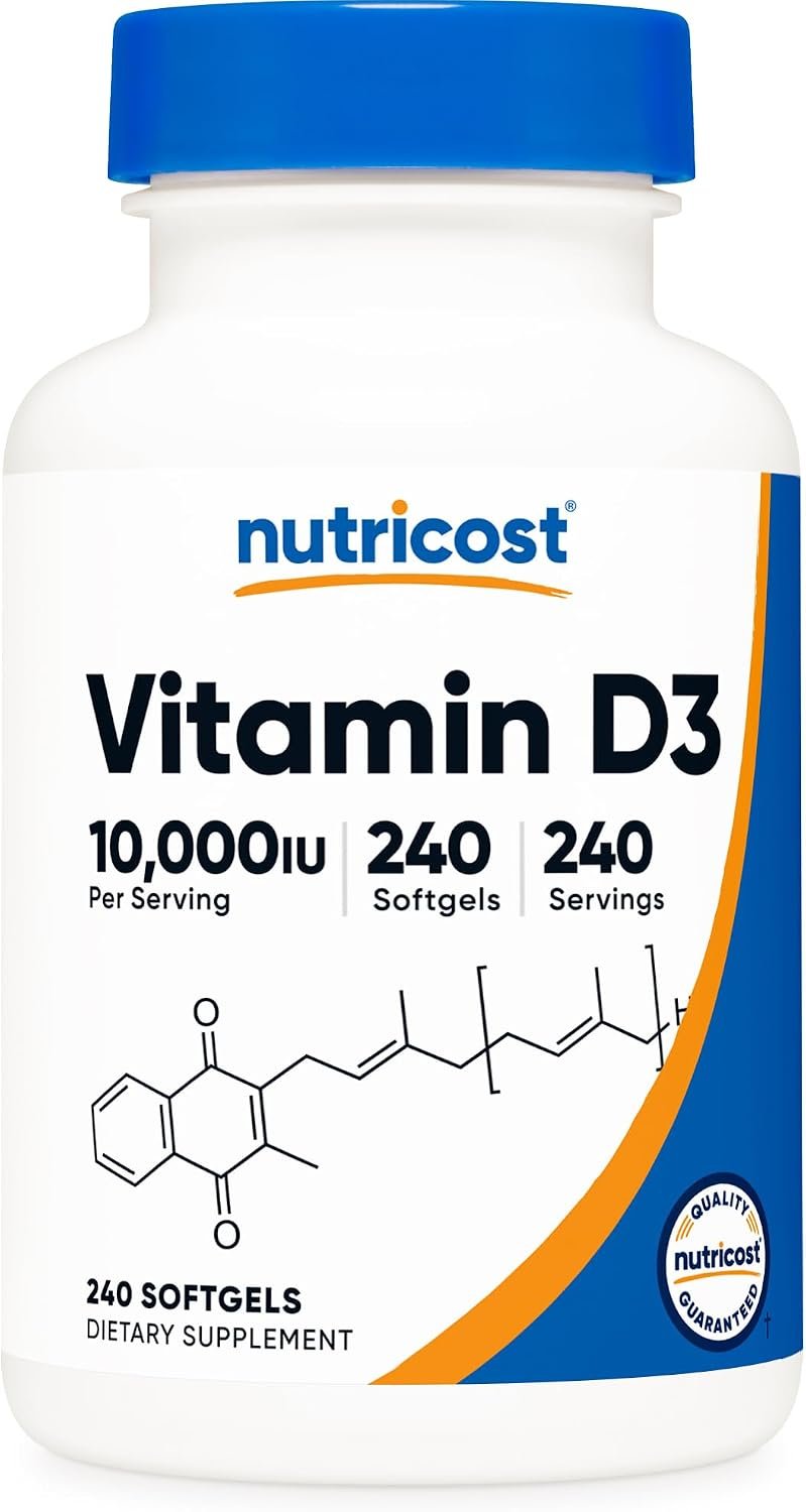 Nutricost Vitamin D3 (10,000 IU) 240 Softgels, GMO-Free, Potent | Gluten Free Vitamin D