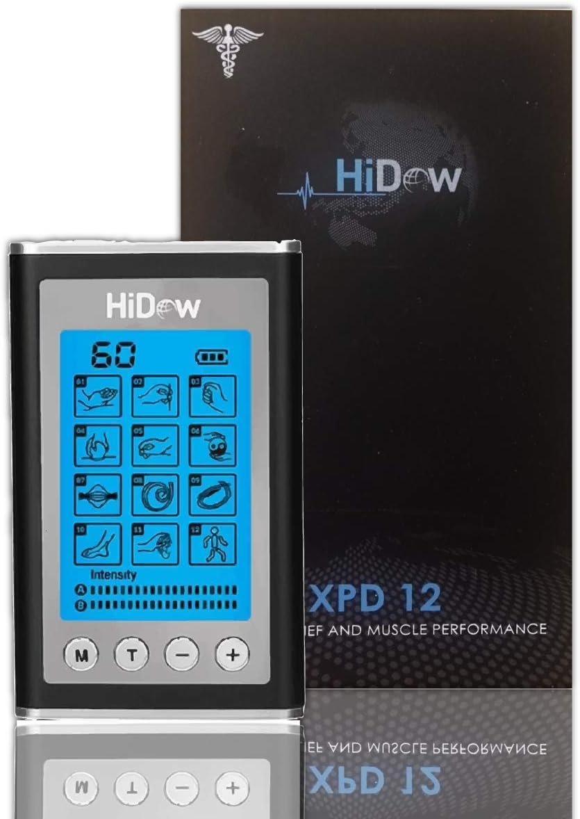 HiDow XPD Dual Channel TENS EMS Unit 12 Modes Muscle Stimulator Pain Relief Therapy Electronic Pulse Massager for Sore Muscles in Your Shoulders, Back Sciatica Pain, Ab’s, Legs, Knee’s and More | Muscle Stimulator Pain Relief Electronic Pulse Massager for Sore Muscles in Your Shoulders Back Neck Ab’s Legs Knees
