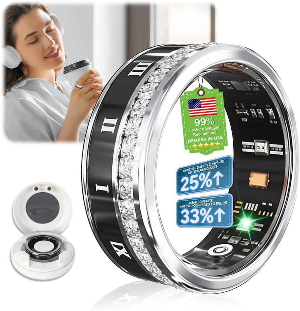 10 Gen Diamond Smart Ring and Wireless Charging Case【Industry Ranking No.1 – 0 Measurement Error】 2026 Smart Ring for Women & Men for Sleep Tracking Wearable Device,Fitness Ring 10#