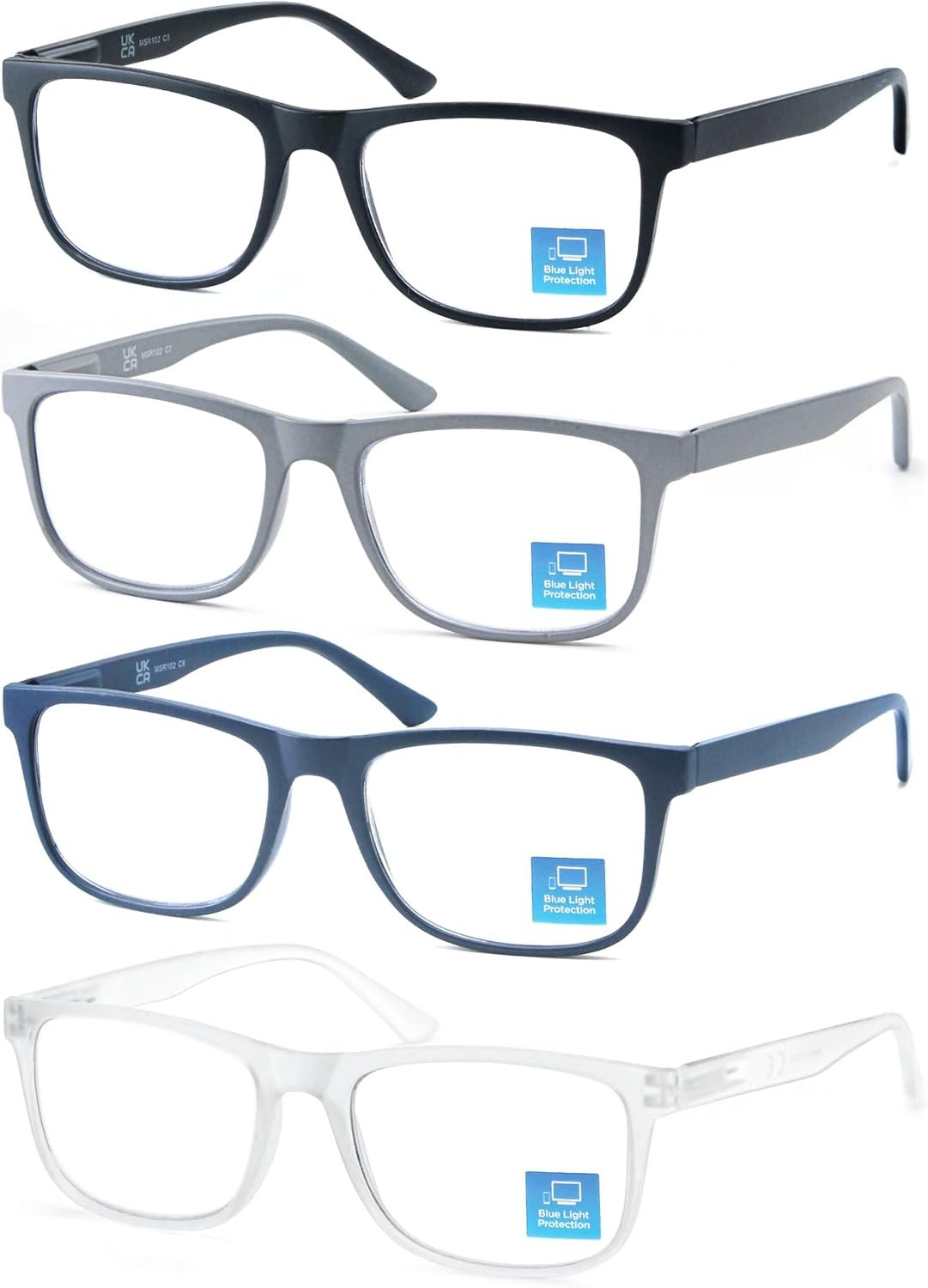Blue Light Blocking Reading Glasses Men Large Wide Oversized Square Computer Readers Glasses for Big Head/Large Face