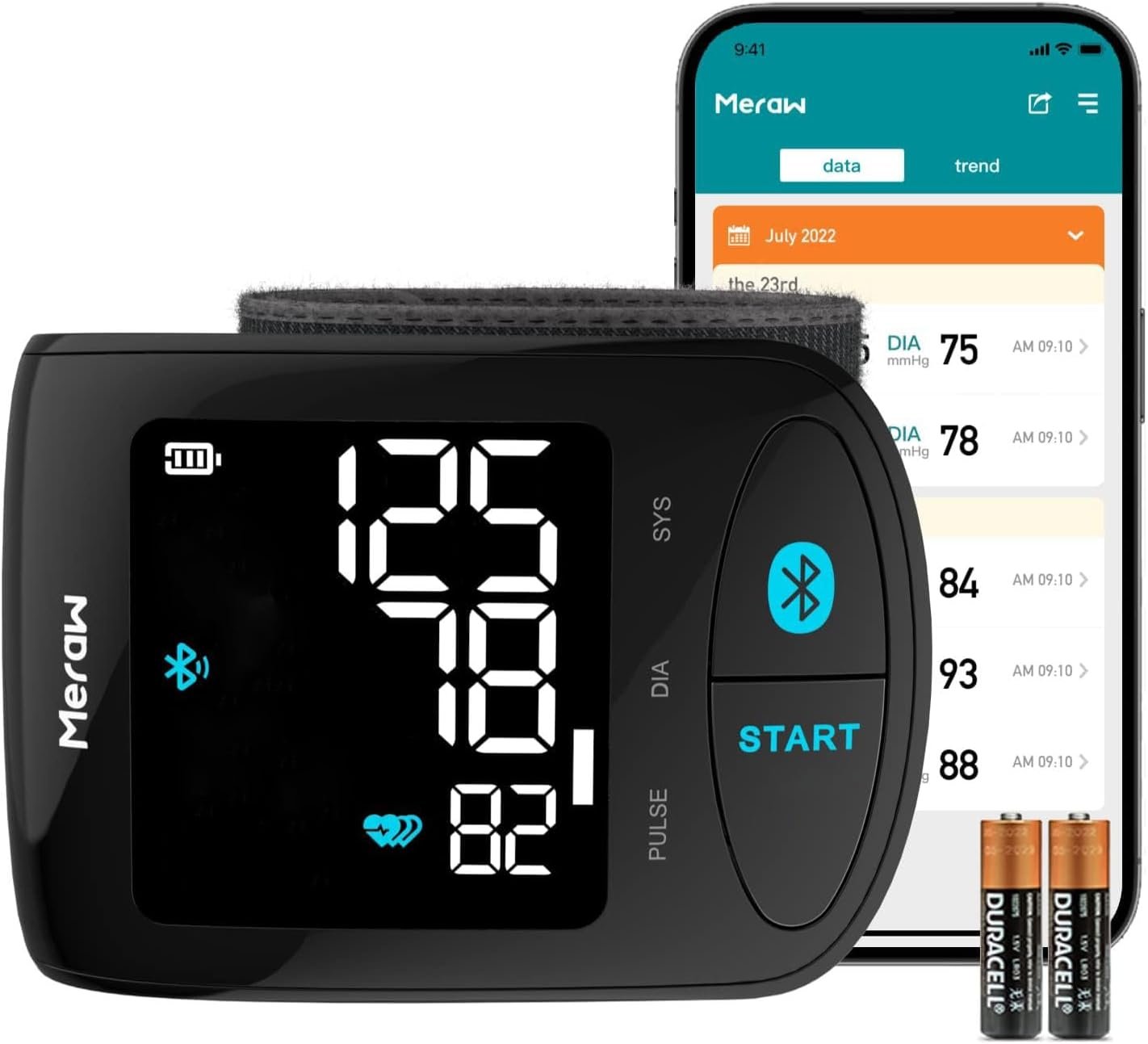 Meraw Blood Pressure Monitor Adult Cuff, Blood Pressure Cuff Monitor Wrist, Blood Pressure Machine Home Use 5.3-8.5″ Irregular Heartbeat Monitoring APP Automatic Bluetooth High Accuracy Aspen Black