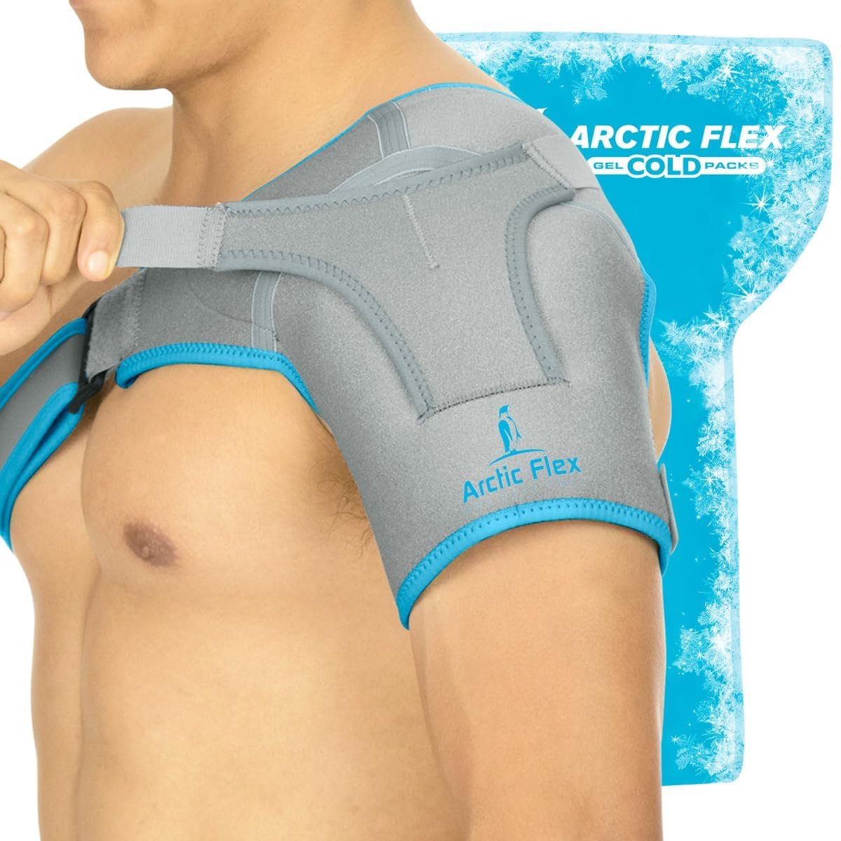 Arctic Flex Shoulder Ice Pack Brace – Rotator Cuff Cold Gel Wrap Therapy | Heat or Cooling Support Immobilizer with Compression Stability for Tendonitis, Dislocated Joint, Left & Right Arm Pain Relief