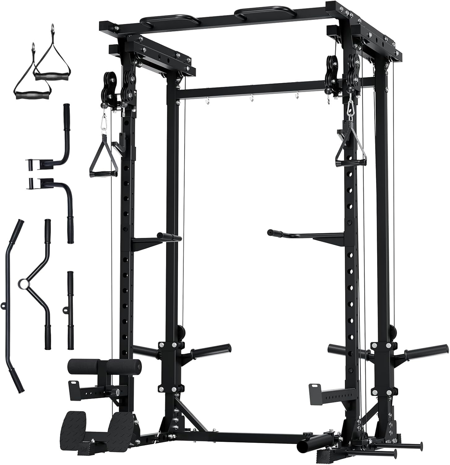 MAJOR FITNESS Drone3 Power Rack, 2500lbs Multi-Function Home Gym Squat Rack with Dual Pulley System, Pull-Up Bar & J-Hooks, Heavy-Duty Steel Frame for Maximum Stability & Strength Training