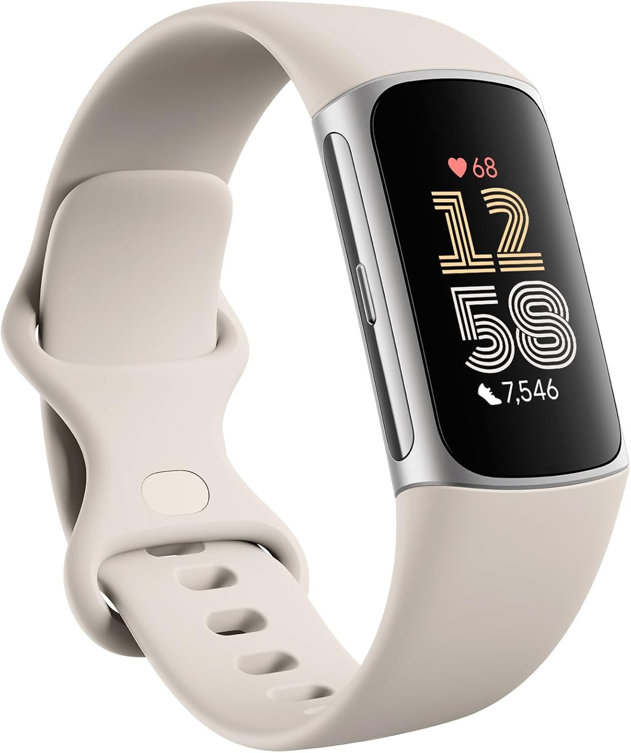 Google Fitbit Charge 6 – Fitness Tracker – Porcelain/Silver | Google apps, heart rate on exercise equipment, 3-month Google Health Premium membership included, small and large bands