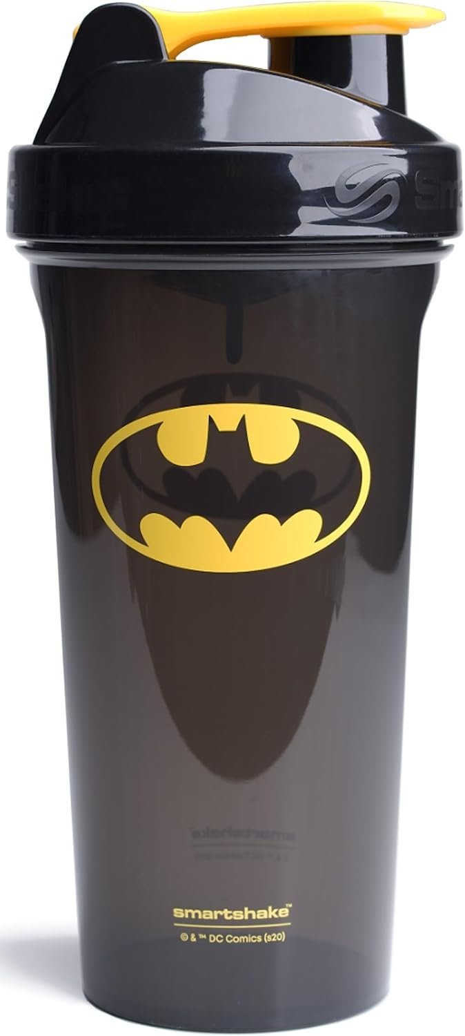 Smartshake Lite Justice League Protein Shaker Bottle 800ml – DC Comics Water Bottle, Leakproof BPA Free Gym Shaker Bottle for Protein Shakes And Protein Powder – Batman Logo