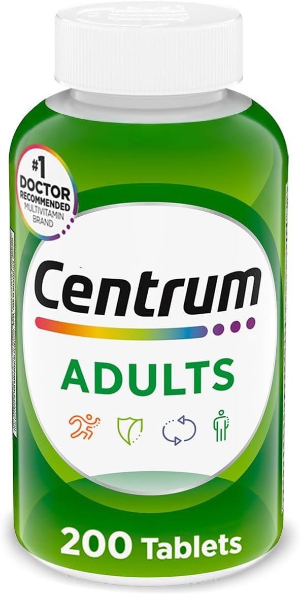 Centrum Multivitamin for Adults 18 and Over, 200 Tablets | Contains B Vitamins, Vitamin C, Vitamin E and Antioxidants, Supports Healthy Immune Response, GLP-1 Support