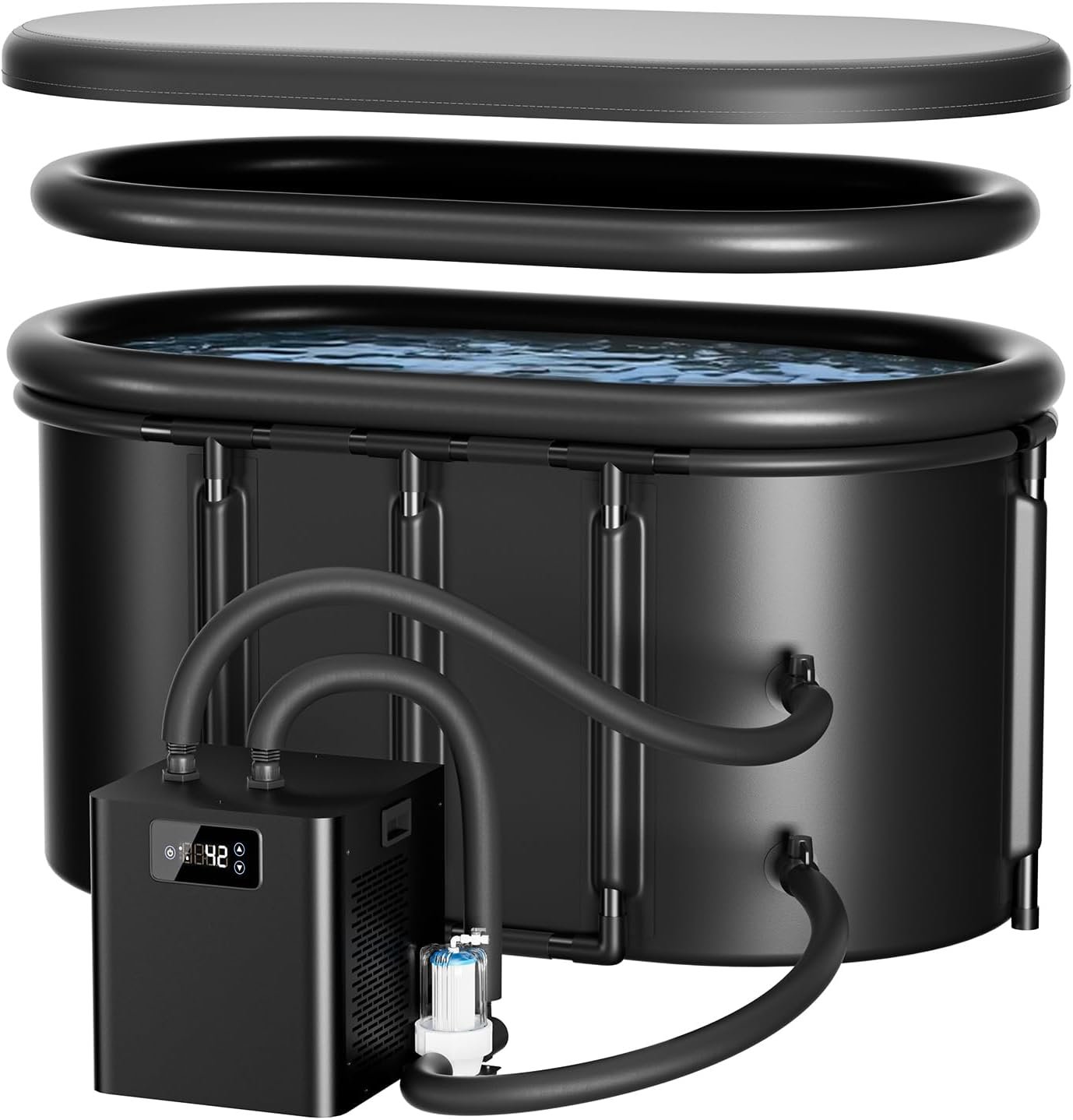 Ice Bath Chiller & Cold Plunge Tub Kit, 1/3 HP Cold Plunge Chiller with External Filter & Pump, 148Gal Ice Pod, XXL Cold Plunge Tub with Water Chiller for Home Outdoor Cold Therapy
