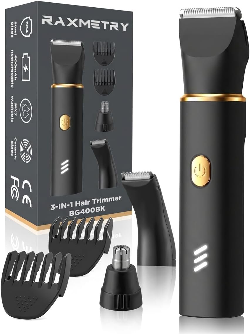 Manscape Body Hair Trimmer for Men-3 in 1 Electric Razor Groin Groomer,IPX7 Waterproof,Versatile Hair Trimmer for Ball/Pubic/Chest/Beard/Nose,USB-C Rechargeable,Gifts for Him Dad