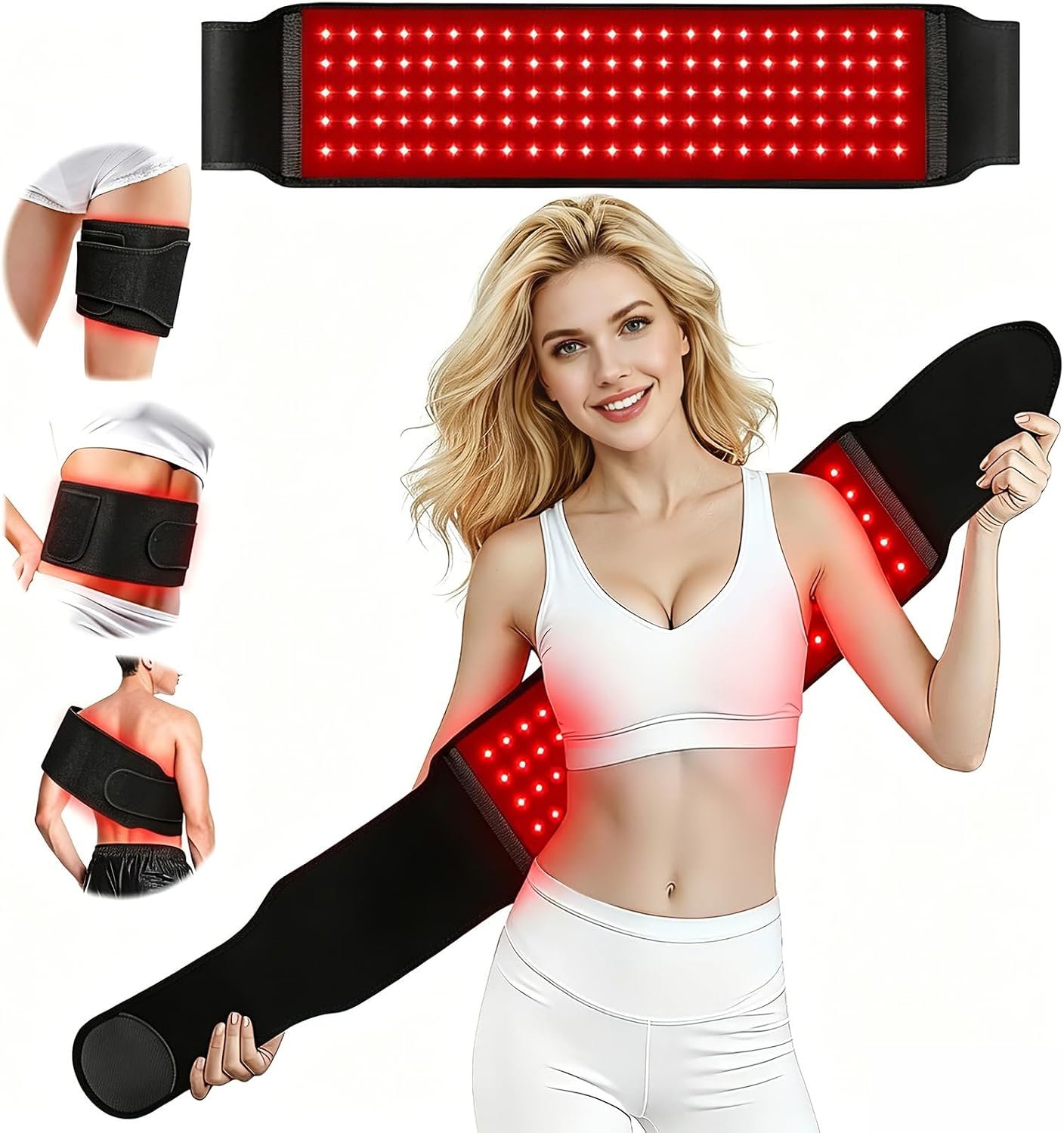 Red Light Therapy Belt, Warm-Type Red Light Therapy for Body Care | 660nm Red 850nm Infrared 10-40Hz Pulse, Muscle Relaxation Comfort Wrap for Shoulder Back Waist Leg Knee, Gift for Men Women