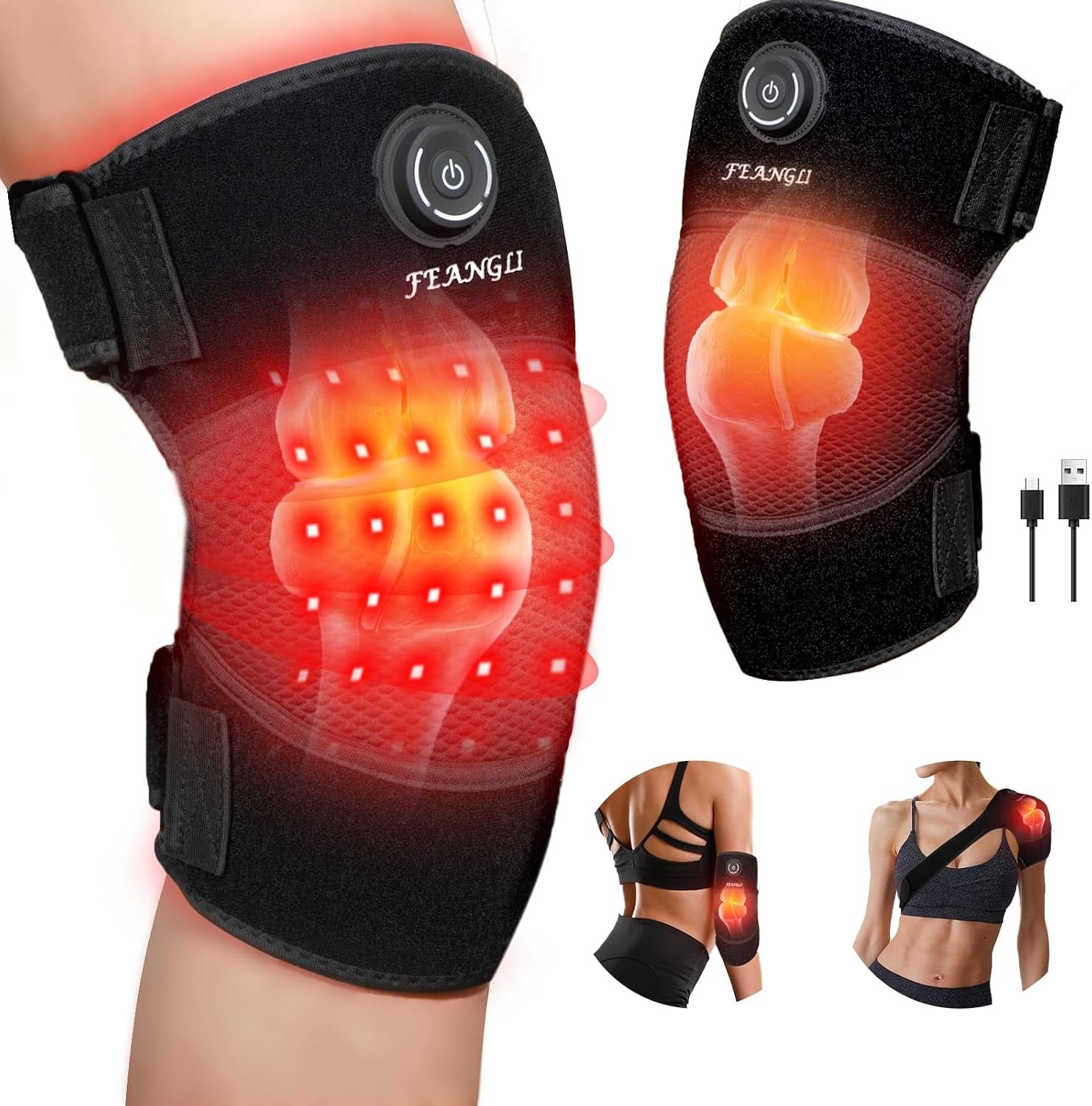 Red Light Therapy Knee Brace for Pain Relief, Cordless Knee Wrap | 660nm & 850nm Infrared Light Therapy Heated Device for Knee/Shoulder/Joint/Elbow, Easy to Use, Gifts for Women Men Seniors