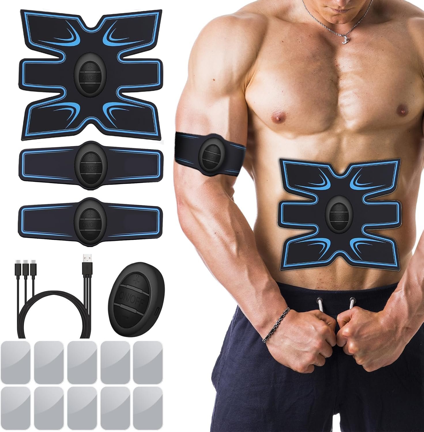 Tactical x Abs Stimulator Abdominal for Belly Fat | TENS Unit Electronic Muscle Stimulator for Muscle Growth, Ab Toning Trainer Fitness Belt, Military Grade for Abdomen/Arm/Leg