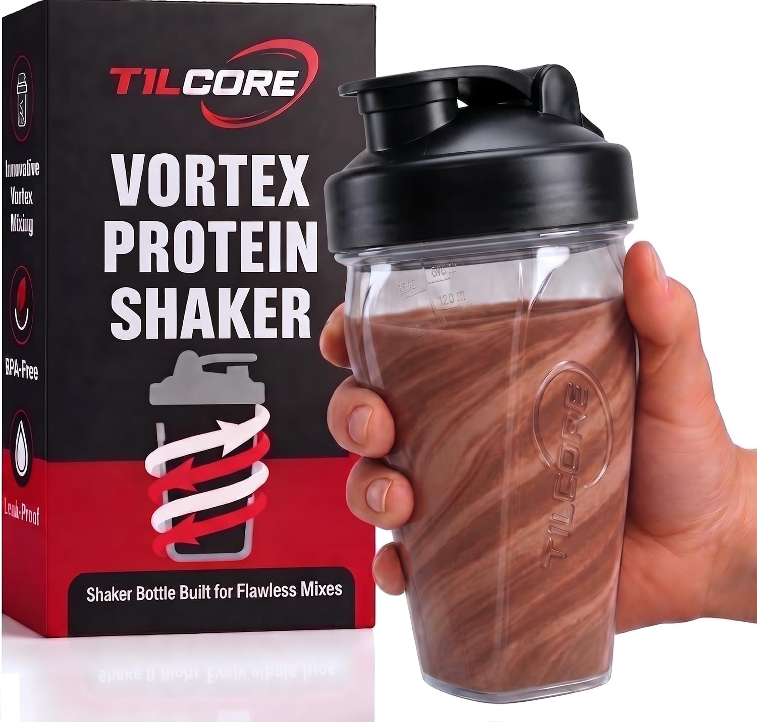 Vortex Protein Shaker Bottle 24 oz/700ml – Premium BPA-Free Pre-Workout Shaker Cup for Protein Shakes & Smoothies, Leak-Proof & Durable Bottle-Shakers for Active Lifestyles