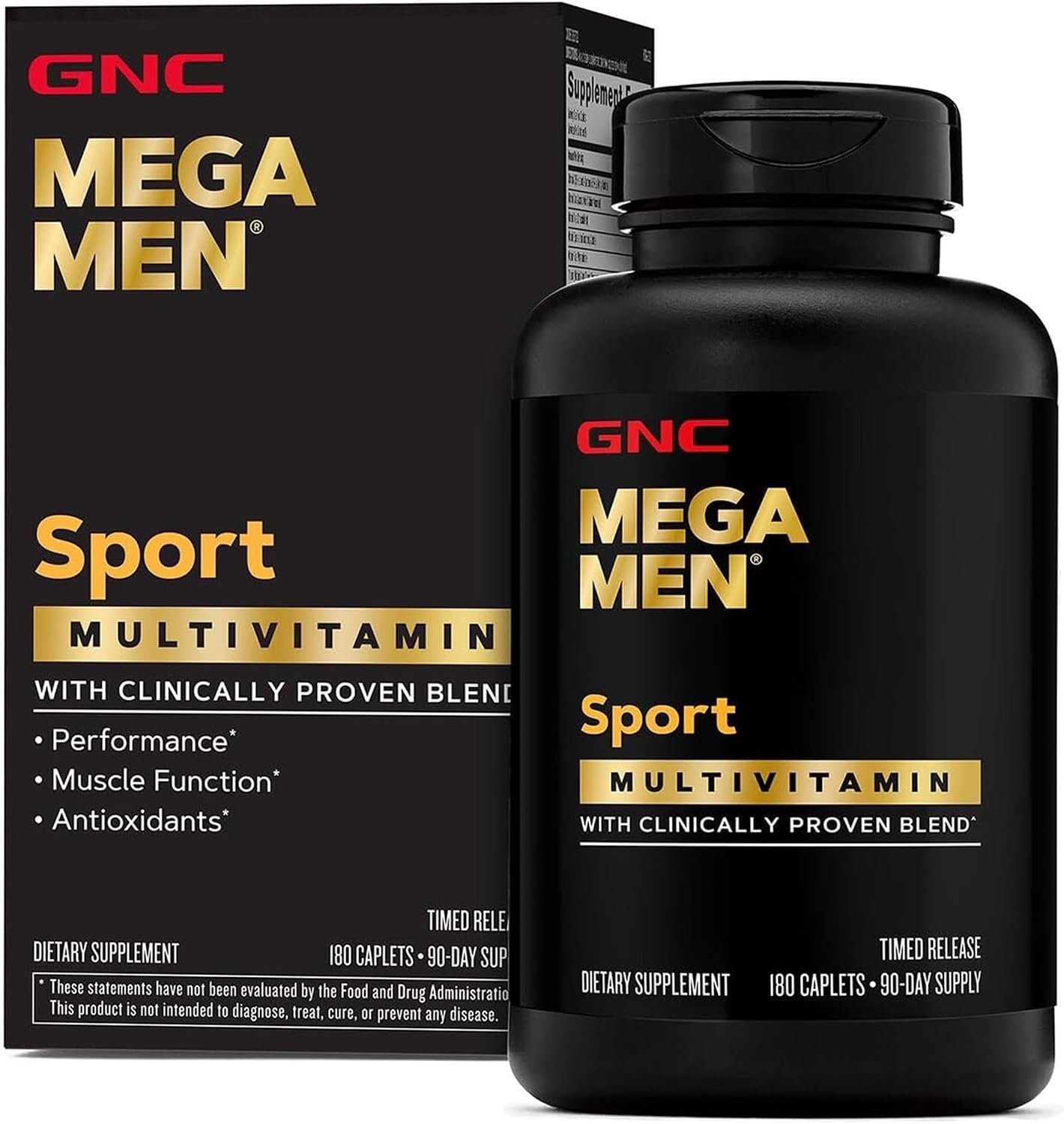 GNC Mega Men Sport Multivitamin for Men | Performance, Muscle Function, and General Health | 180 Count | Clinically Shown to Boost Nutrient Levels and Mental Wellbeing, with BCAAs and Carnitine for Muscle Performance and Energy
