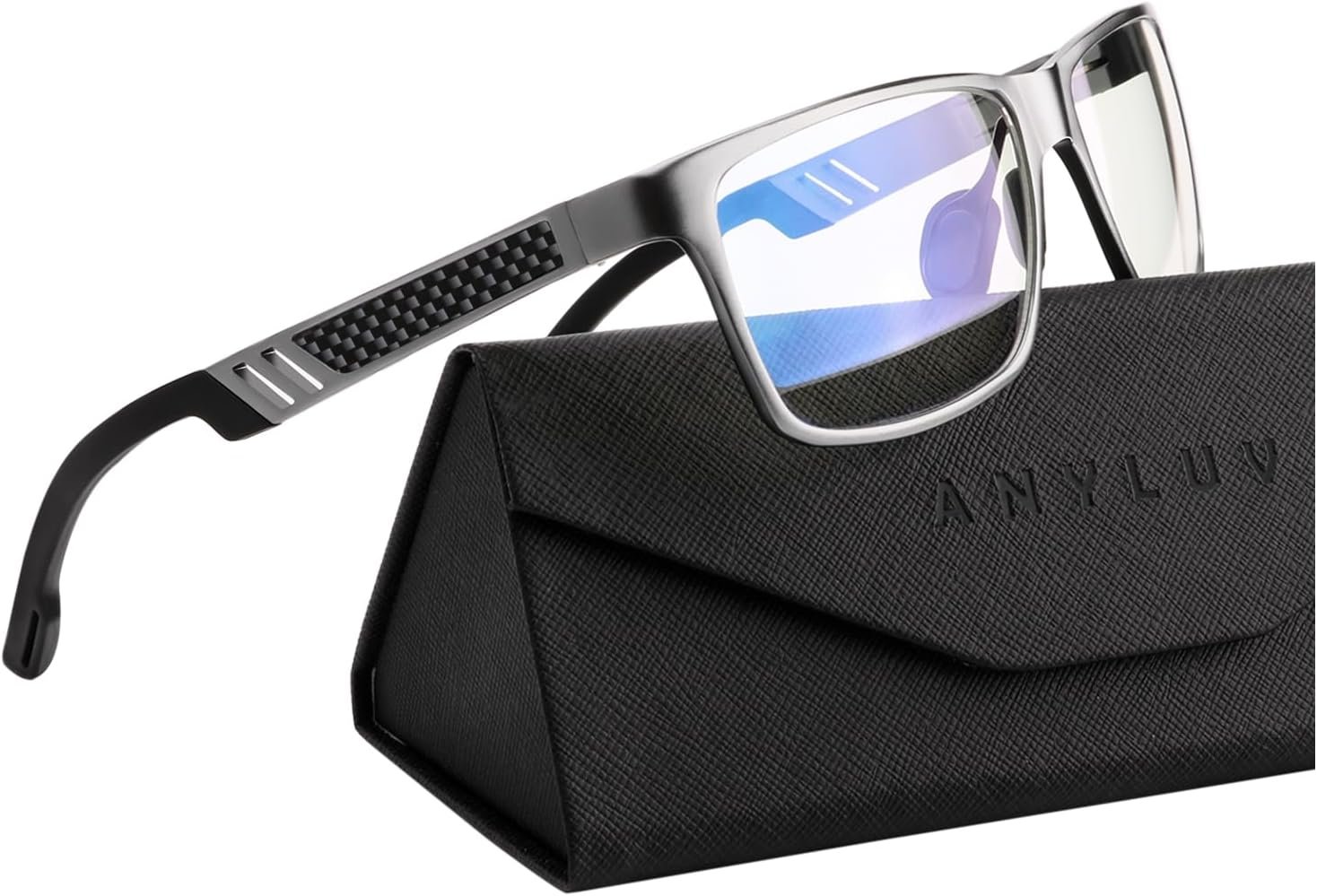 Blue Light Blocking Glasses Men Computer Gaming Glasses Lightweight Al-Mg Metal Anti Eyestrain Eye Protection