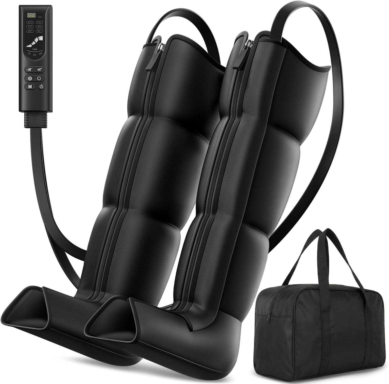 Leg Compression Massager, Full-Leg Compression Boots, Black Medium | 8 Intensity & 6 Modes for Circulation & Muscle Relief, Fast Recovery for Athletes, FSA-HSA Eligible, Gifts for Men & Women