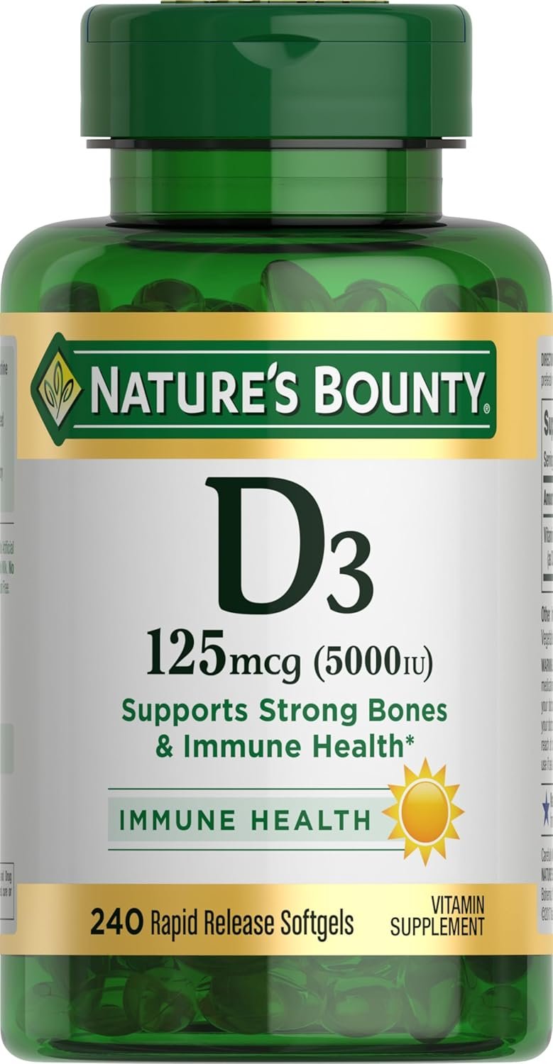 Nature’s Bounty Vitamin D3 5000 IU Softgels, 240 Count