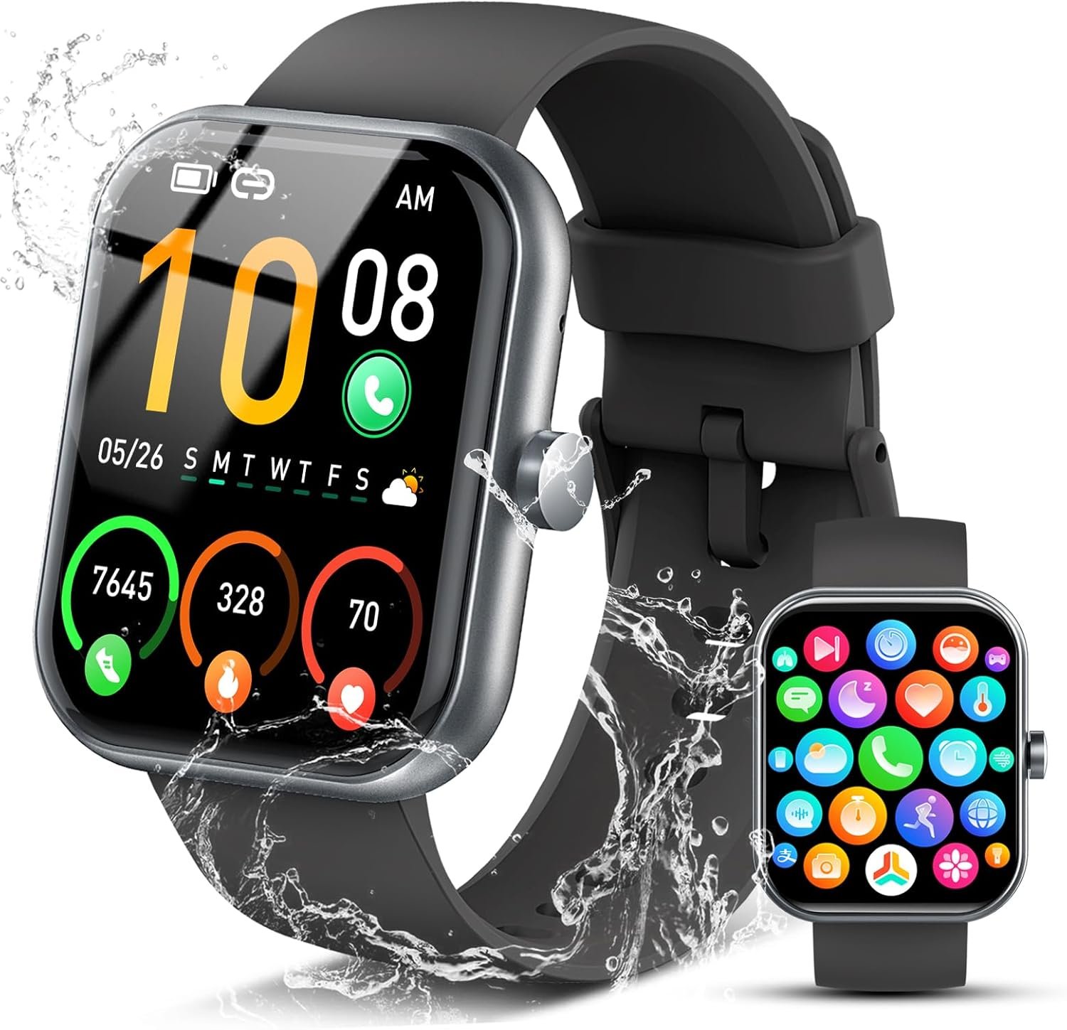 2026 Smart Watch for Men Women (Answer/Make Call), 1.96″ HD Fitness Tracker Running Watch, IP68 Waterproof,Pedometer, Sleep/Step/Activity/Heart Rate Monitor,110+ Sport Mode Smartwatch for Android iOS