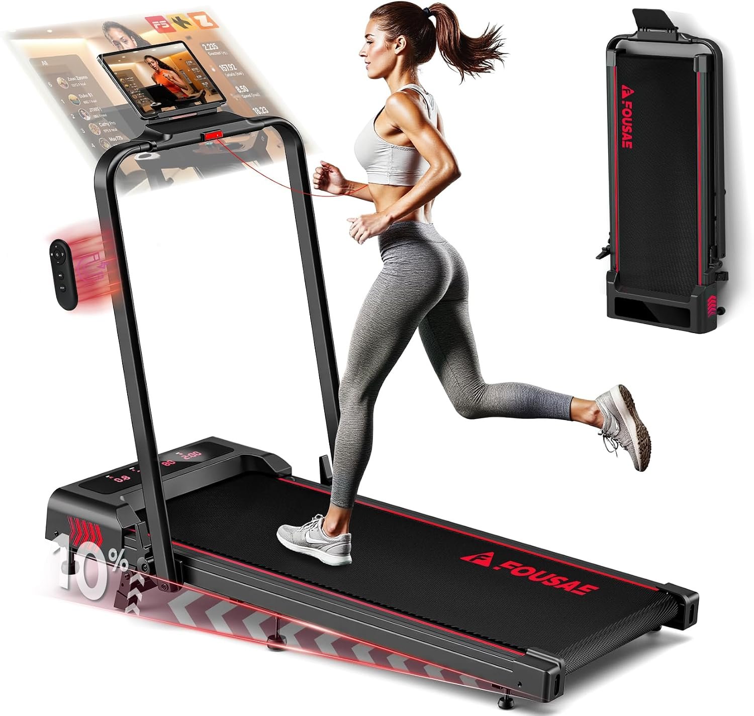 Treadmills for Home, App Compatible, 5 in 1 7.5MPH Foldable Treadmill with 10% Incline, 3.0HP Brushless Drive, 12 HIIT Programs, Full Screen LED Display, Remote Control, 400 LBS Weight Capacity