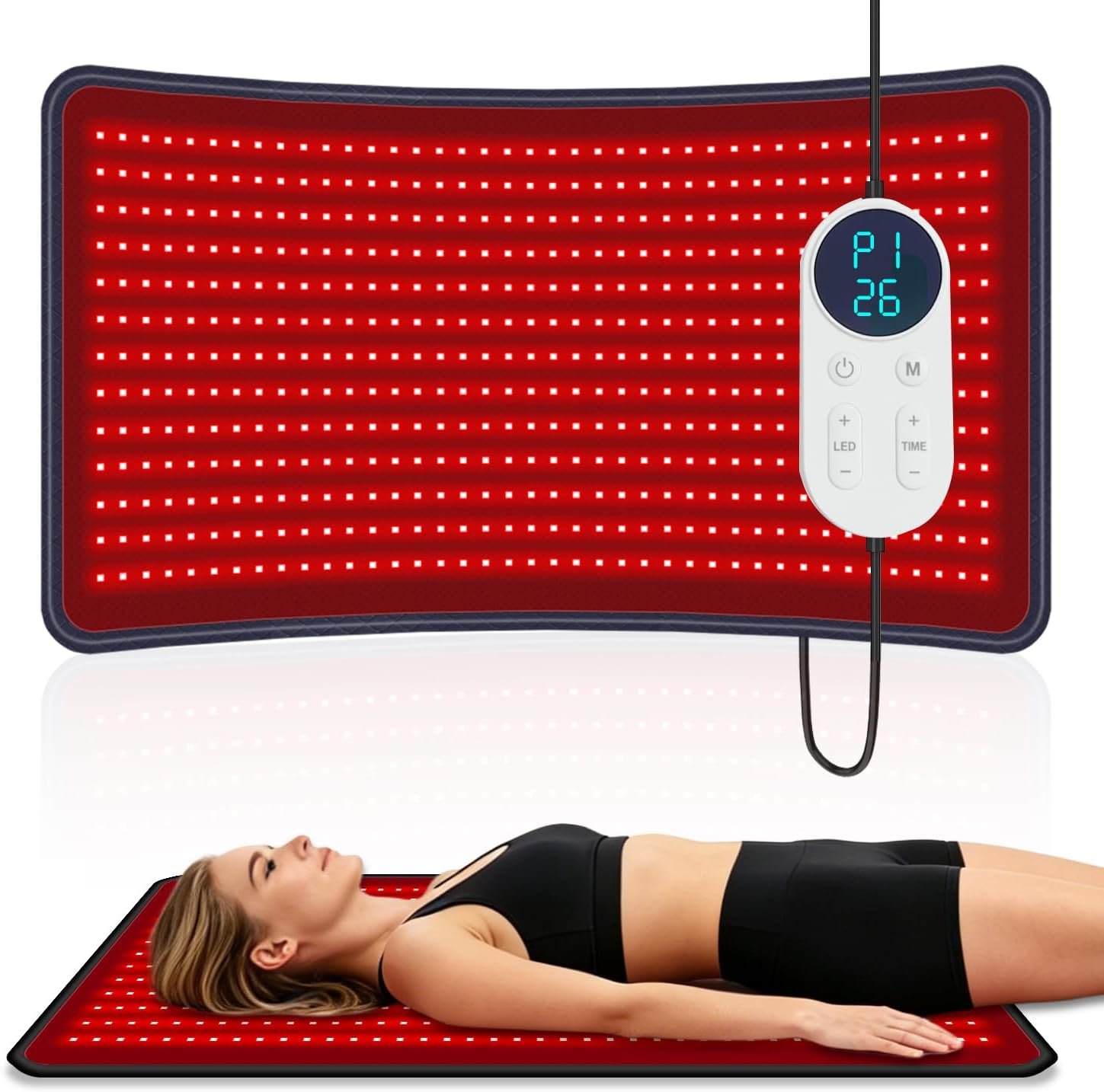 Red Light Therapy Mat for Body 38′ x 23.6′ 660nm & 850nm Red Light Therapy for BodyLight Blanket for Back Belly Knee Joints Muscle,Wearable Flexible Infrared Light Heating Wrap Belt Gift for Women Men