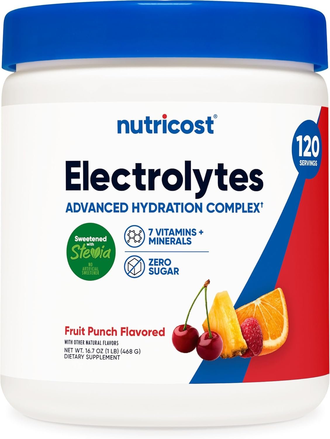 Nutricost Electrolyte Complex Powder (120 Servings, Fruit Punch) | Hydration Supplement Drink Mix with Vitamins and Minerals