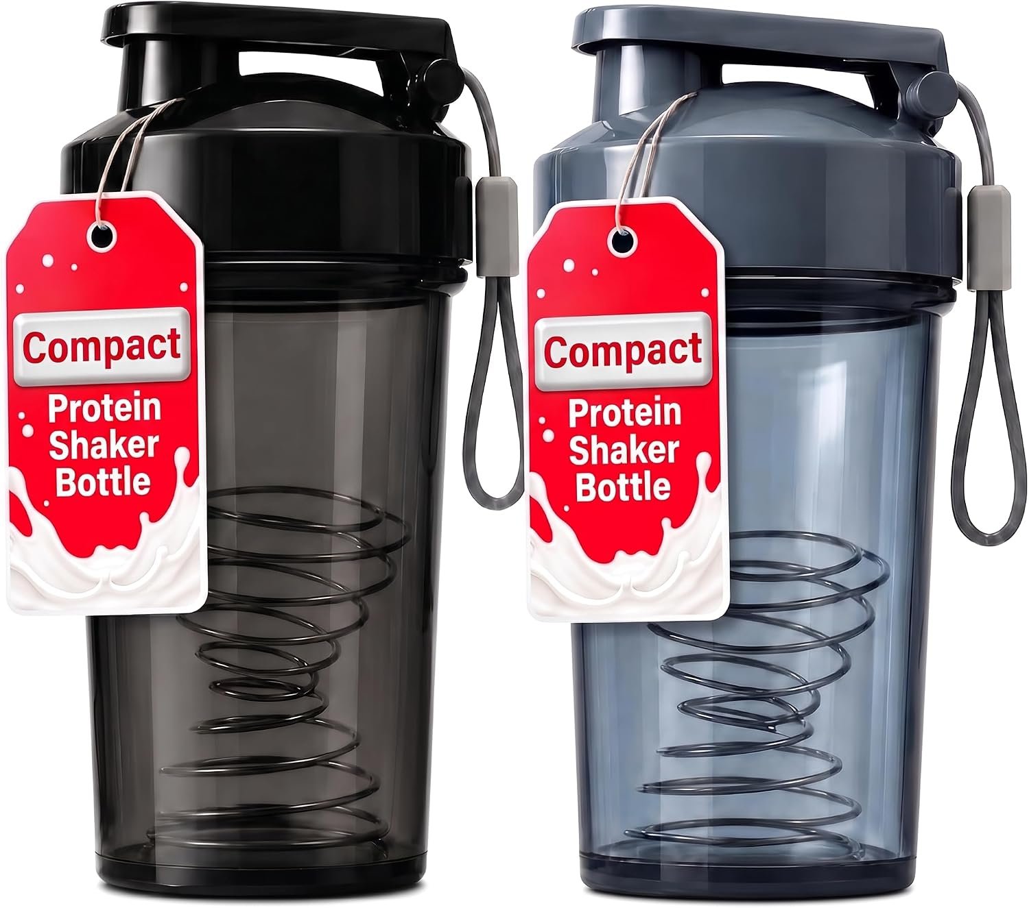 Protein Shaker Cup 12 oz – Food-Grade Shaker Cups for Protein Shakes 12 oz – Small Shaker Cups for Protein Shakes, Leakproof Lid Protein Cups Shaker for Gym-goers & Travelers – Blue & Black | Leak-proof Small Shaker Cup | BPA-Free & Food-Grade Protein Shake Cup | Small Protein Shaker Bottle with Mixer Ball