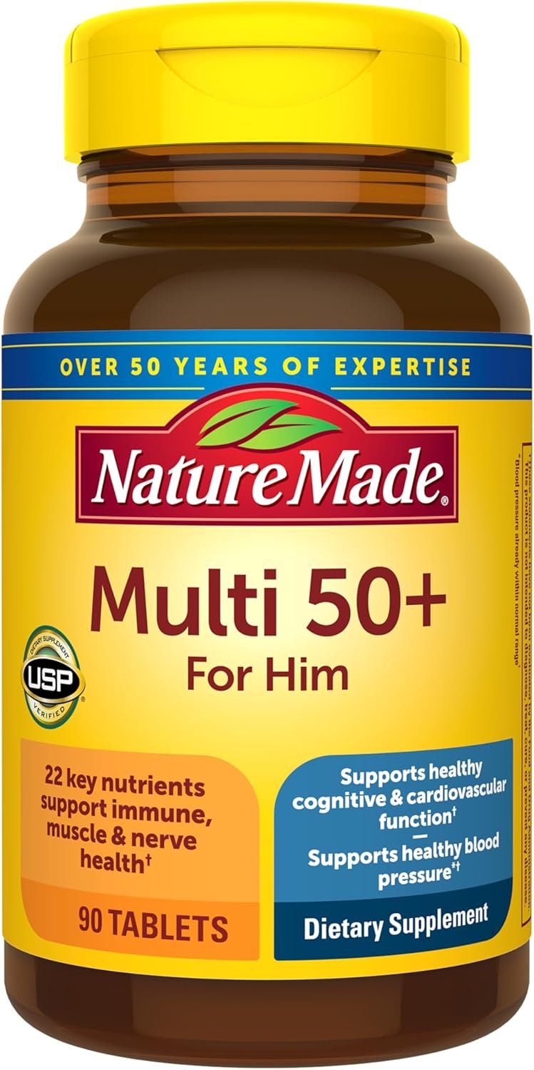 Nature Made Multivitamin for Men Over 50, Mens Multivitamins, 90 Tablets | Mens Multivitamins 50 Plus for Daily Nutritional Support, 90 Day Supply