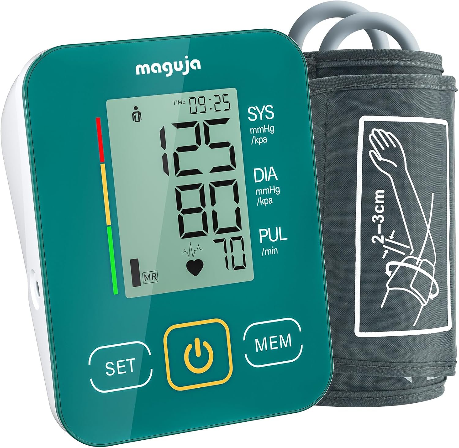 maguja Upper Arm Blood Pressure Monitor Auto Digital for Home Use (Green) | Blood Pressure Machine,One-Button Design BP Monitor with Adjustable Wide-Range Cuff for Adult Travel