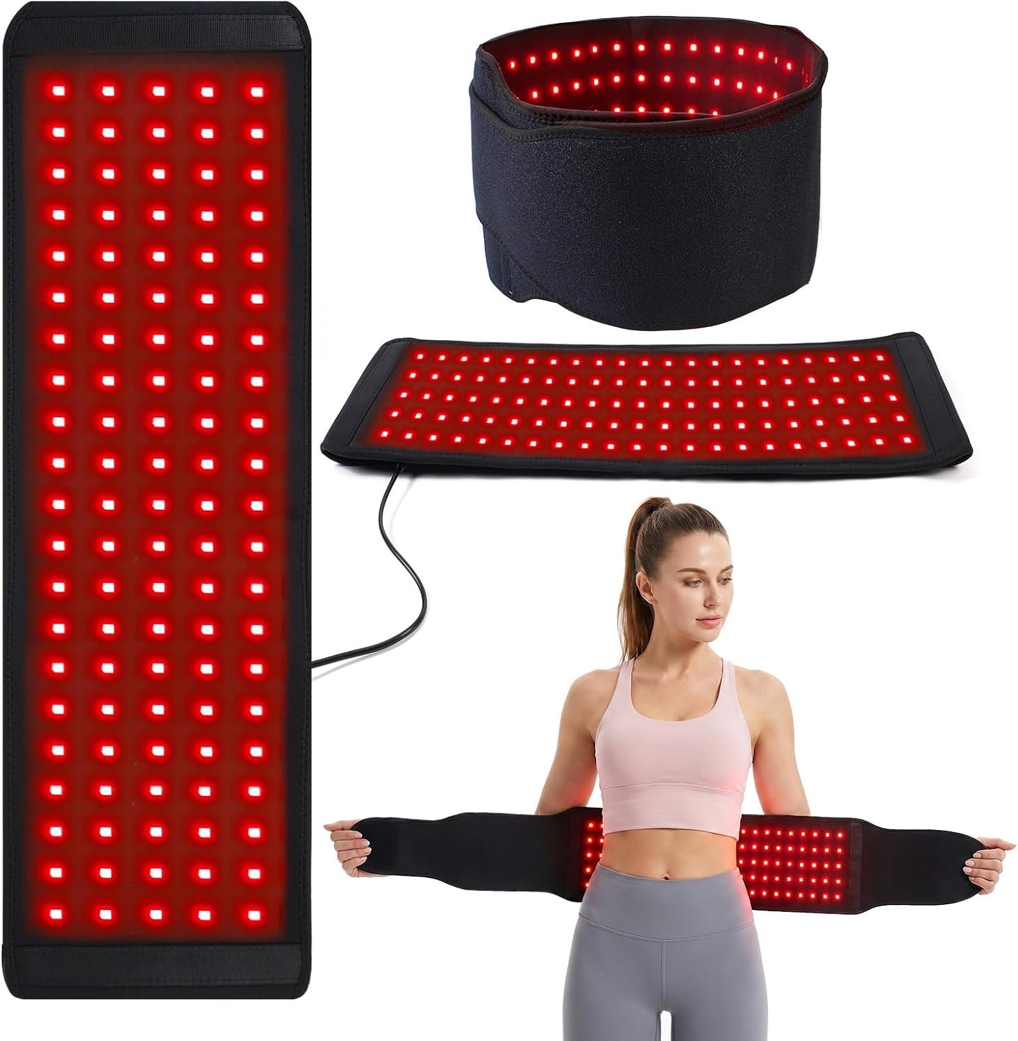 Red Light Therapy Pad, 105LED 660nm 850nm Infrared Light Wrap | 3-in-1 LED Chips Red Light Therapy Pad with 5-Level Brightness, 10Hz 40Hz Pulse Mode, Timer for Back, Waist & Full Body