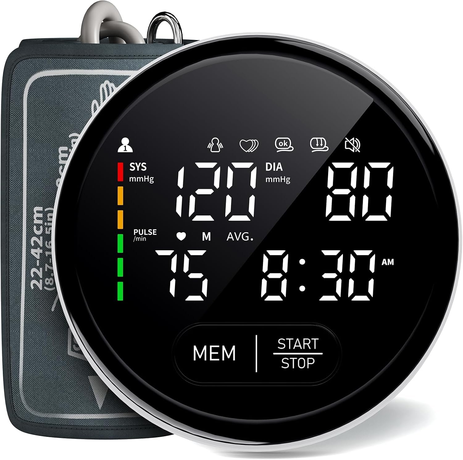Blood Pressure Monitor Upper Arm Automatic Monitors for Home Use Adjustable 8.7″-16.5″ Cuff Voice Broadcast Large Backlit Display 240 Sets Memory with Storage Bag
