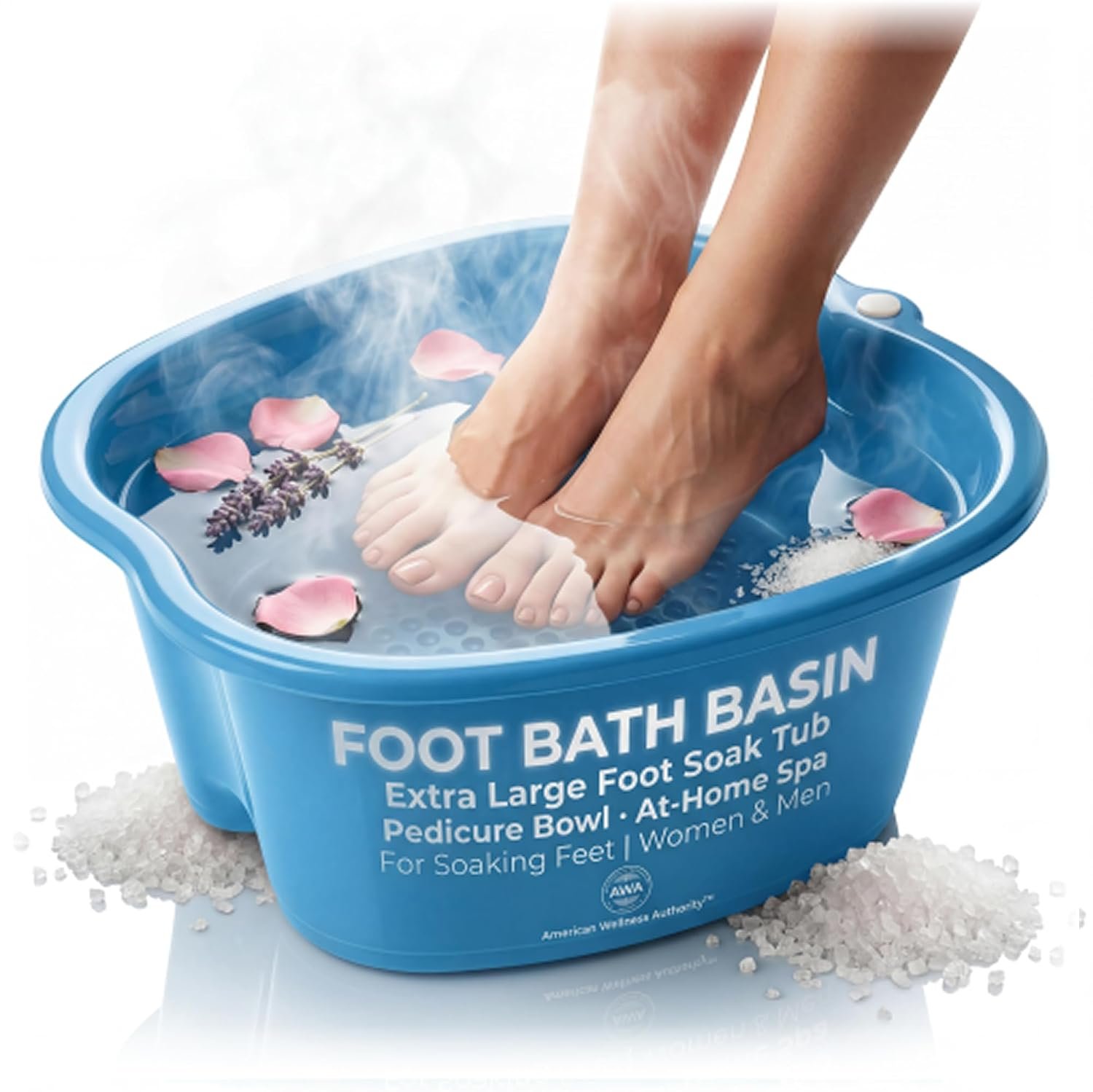 Extra Large Foot Soaking Tub, Sturdy Foot Bath Basin, Pedicure Bowl – Blue | Foot Soak, Feet Soaking Tub, Plastic Tub, Pedicure Tub, Pool Foot Bath, Wash Basin, Foot Basin