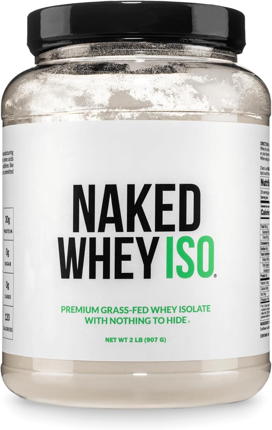 NAKED Whey Isolate Protein – Only 2 Ingredients, 30g Grass-Fed Protein, Zero Carb, Unflavored, Undenatured, Non-GMO, No Soy, Gluten-Free, No Preservatives – 28 Servings