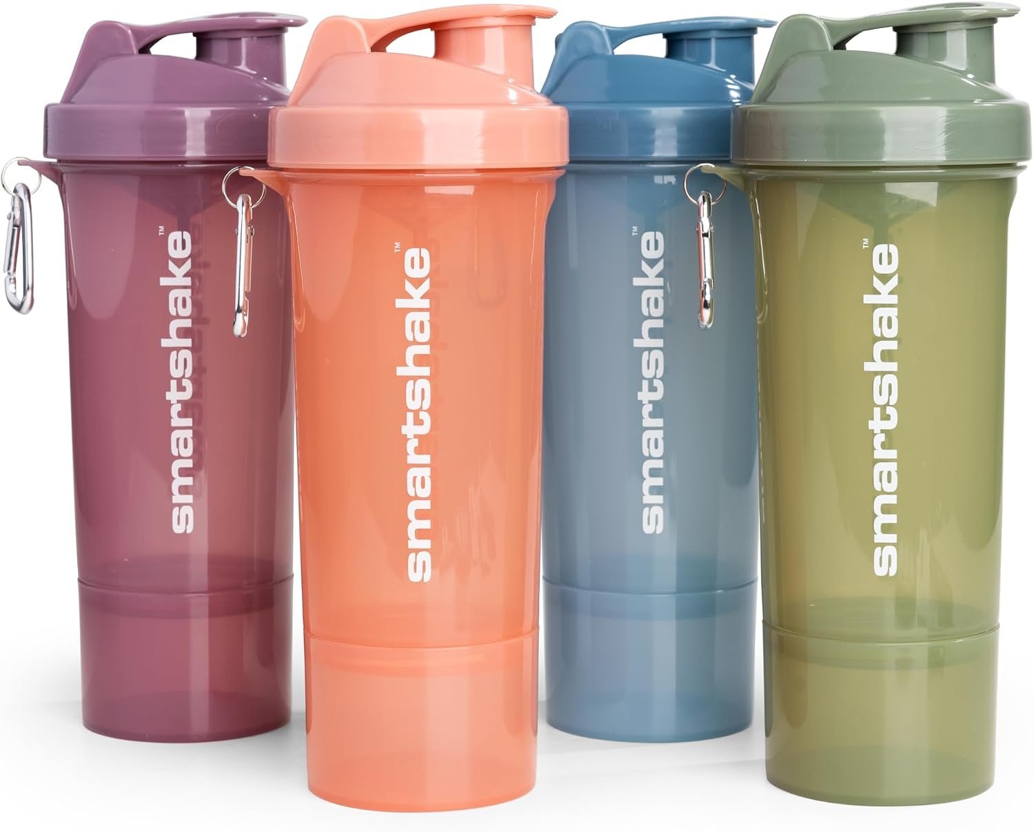 Smartshake SLIM 4 Pack 400 ml/13.5 oz Protein Shaker Bottle | Silent Mixing | Leak-Proof Shaker Bottle | Shaker Cups For Protein Shakes | Gym Shaker Bottle | BPA-Free, Dishwasher Safe | Multicolor