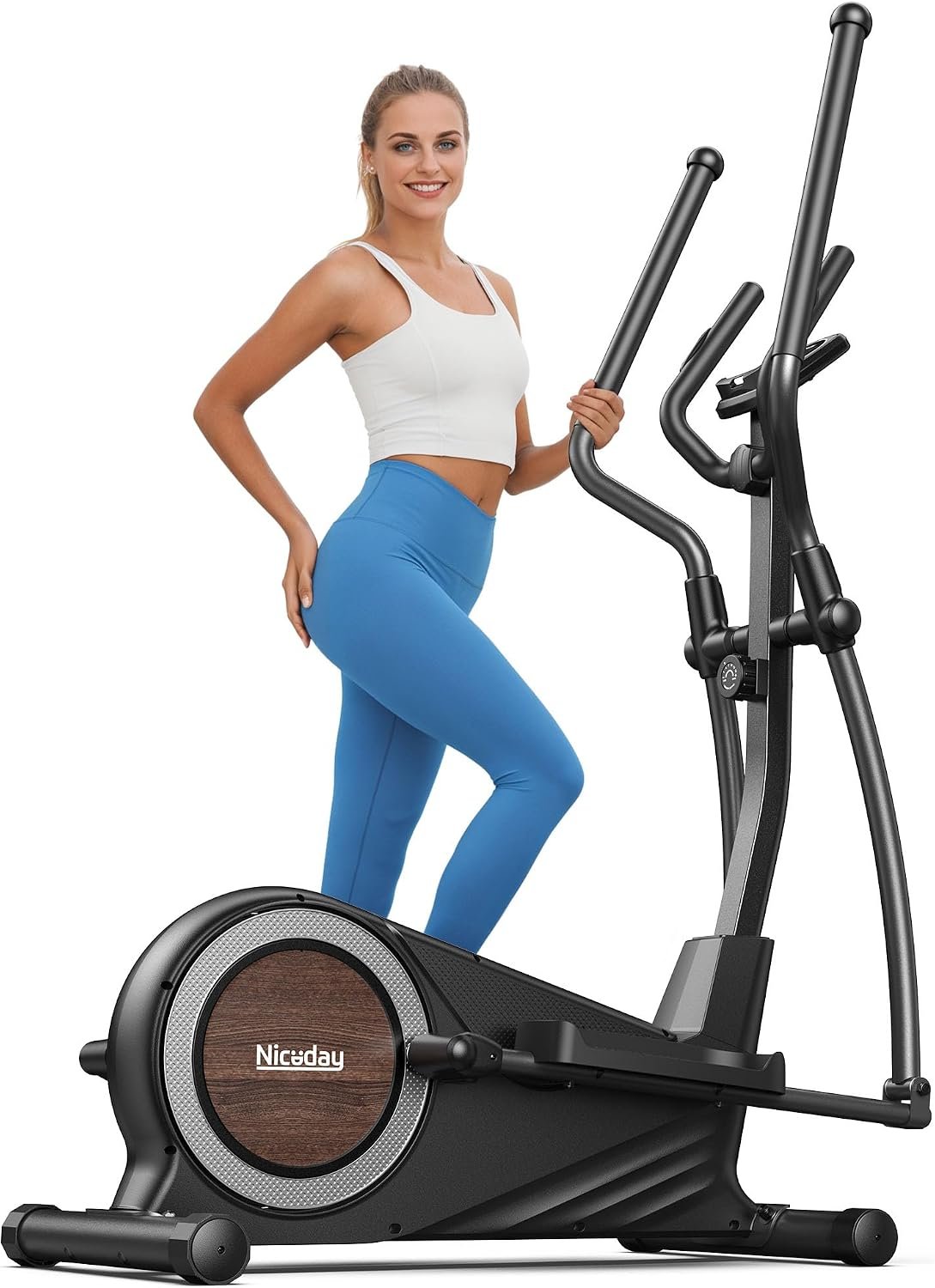 Niceday Elliptical Exercise Machine with 15.5/18/19IN Long Stride | Compact Elliptical Machine for Home Use, 16 Resistance Levels; 400LBS Stable Loading Capacity; Kinomap APP Support
