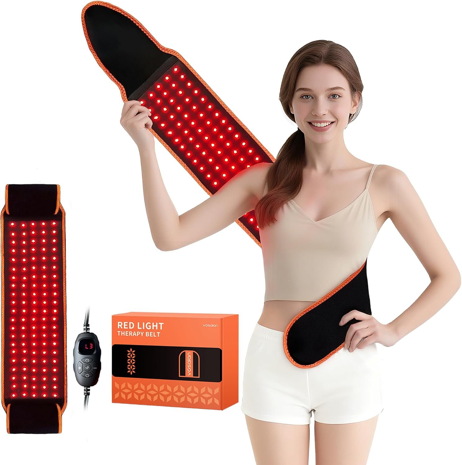 Upgraded Red Light Therapy for Body – 660nm & 850nm LED with Timer, Red Light Belt for Muscle Pain Relief on Back, Shoulder, Waist – Wearable Infrared