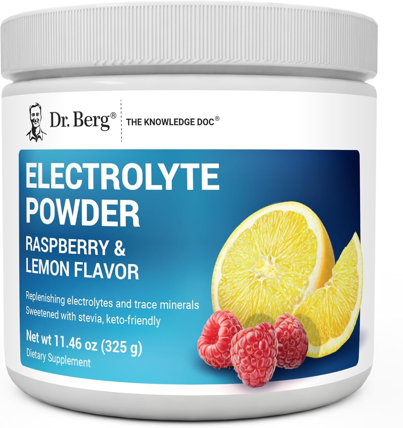 Dr. Berg Zero Sugar Hydration Keto Electrolyte Powder – Enhanced w/ 1000 mg of Potassium & Real Pink Himalayan Salt (NOT Table Salt) – Raspberry & Lemon Flavor Hydration Drink Supplement – 50 Servings