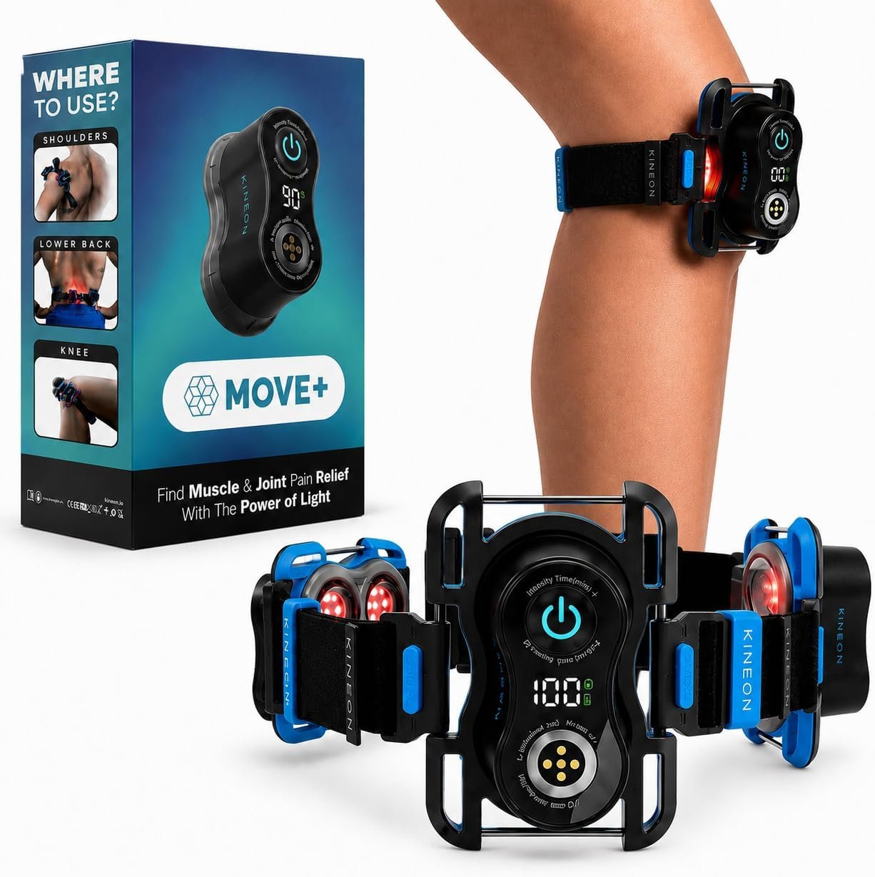 Move+ Red Light Therapy Wrap – LED Light Therapy for Targeted Muscle Recovery, Inflammation, Joint Health & Mobility – Portable & Hands-Free Infrared Light Therapy for Body | Wearable Design, Hands-Free Use, Portable Wrap, Targeted Application, Infrared Light Technology, Body Use